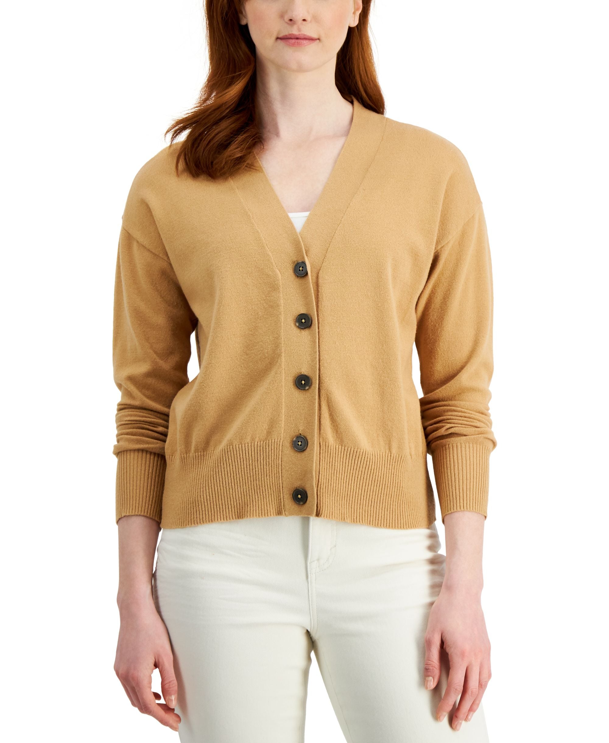 Style & Co Womens Cropped Button Cardigan