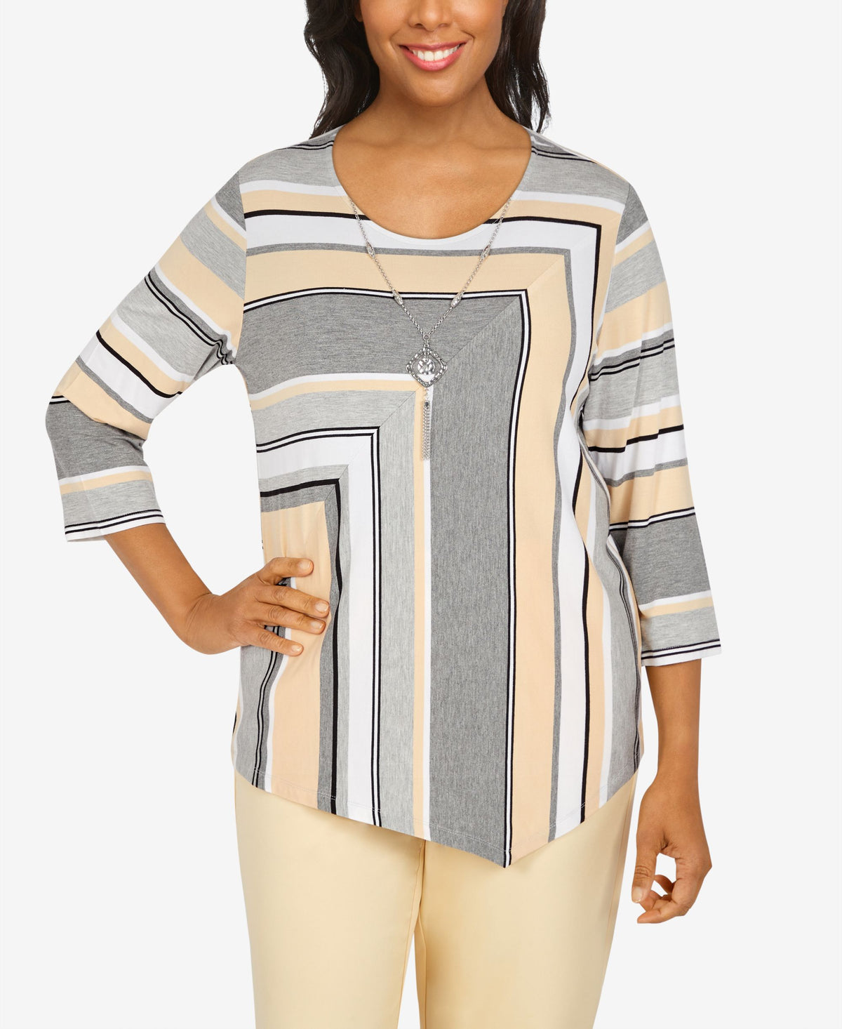 Missy Womens Chapel Hill Spliced Stripe Top