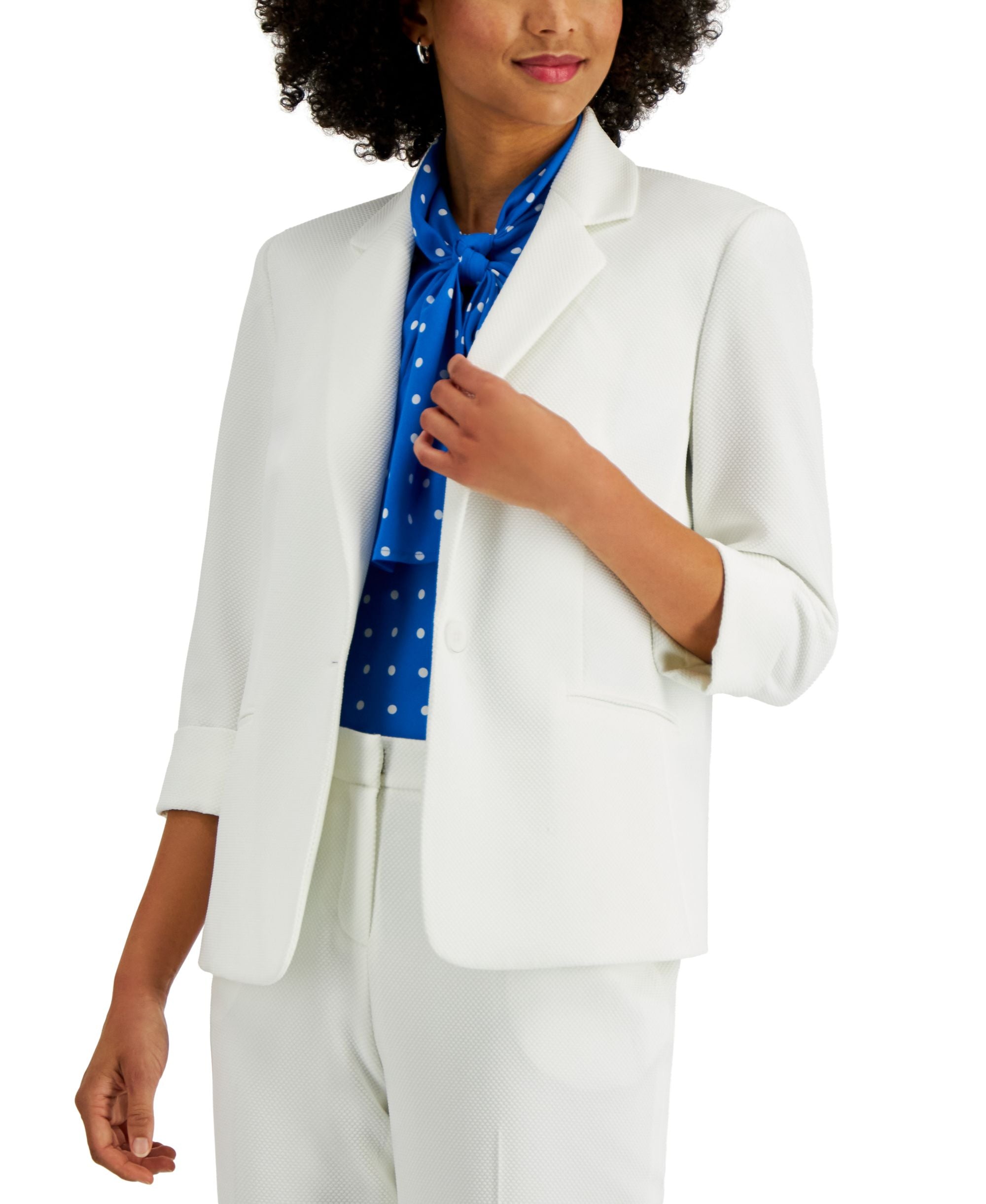 Kasper One Button Rolled Sleeve Blazer