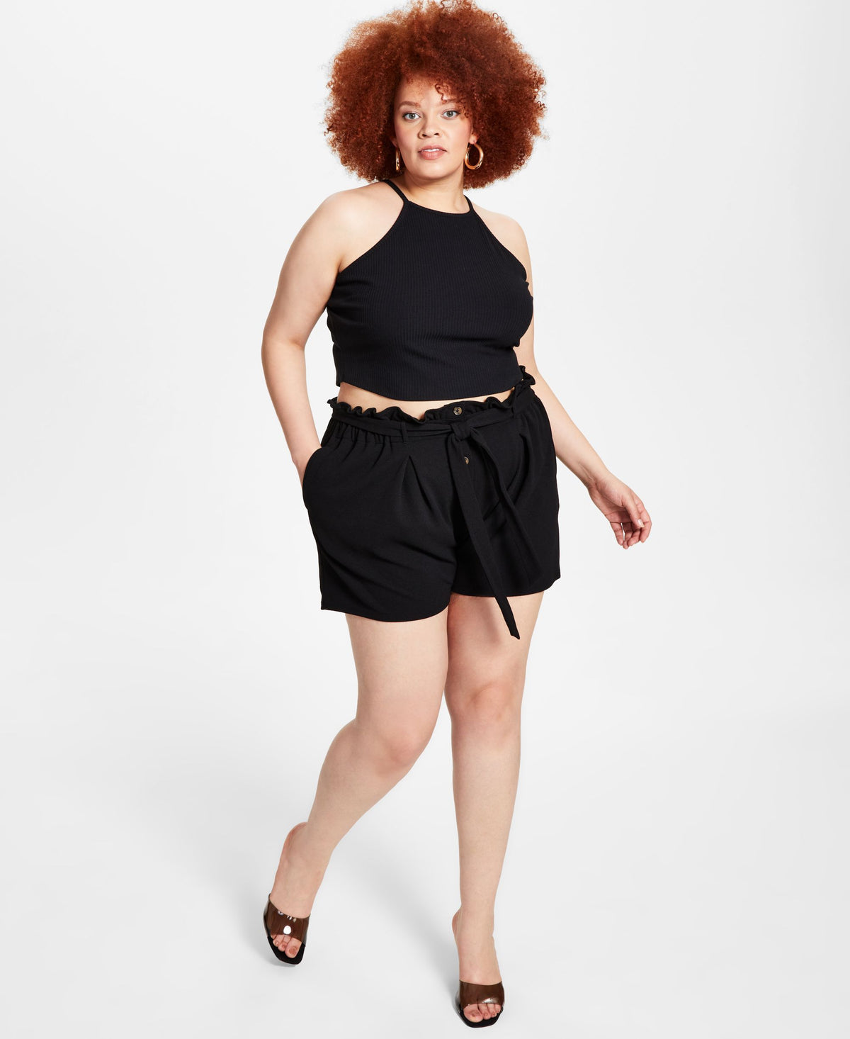 Bar III Trendy Plus Size High Rise Shorts