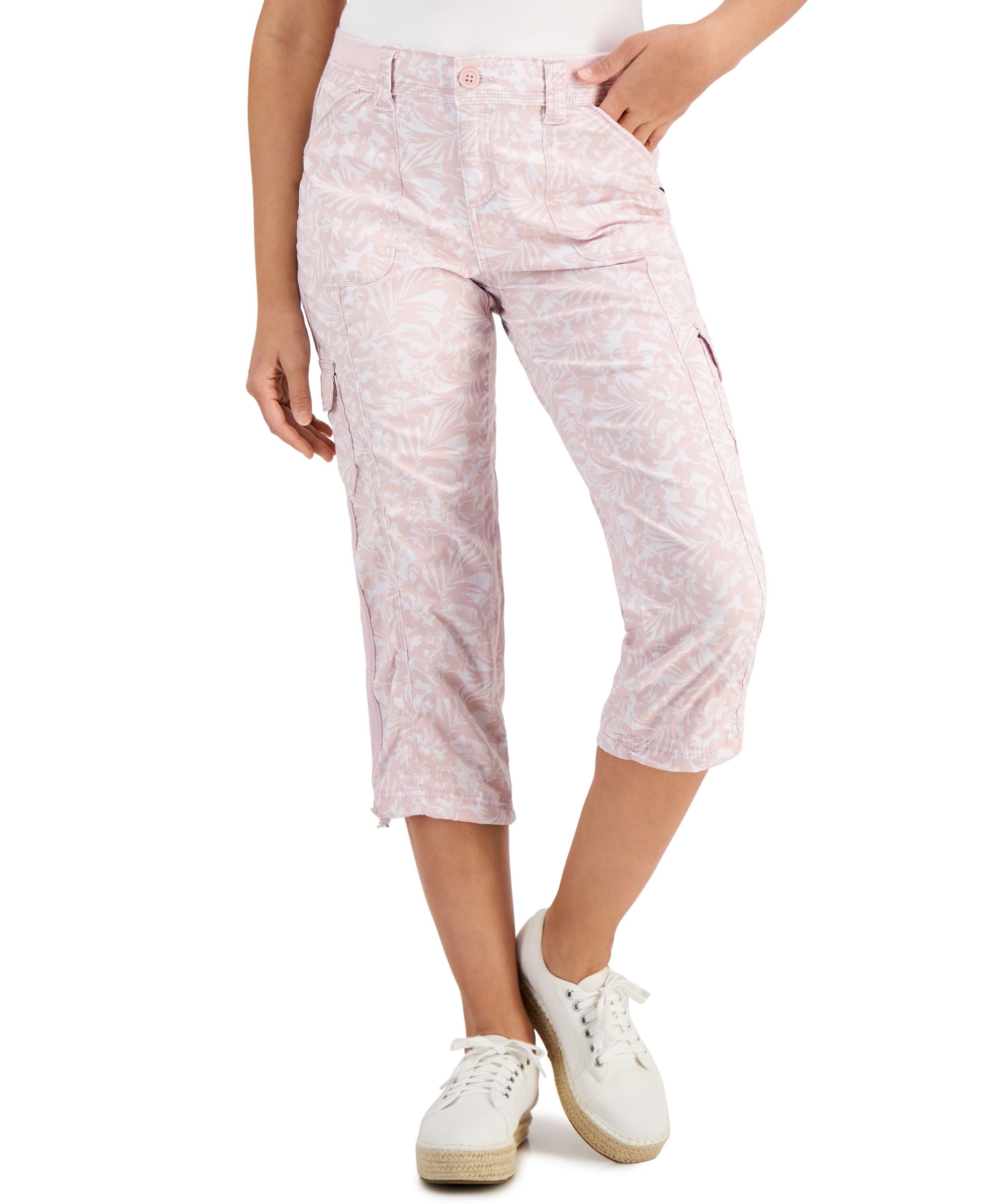 Style & Co Womens Printed Bungee Capri Pants
