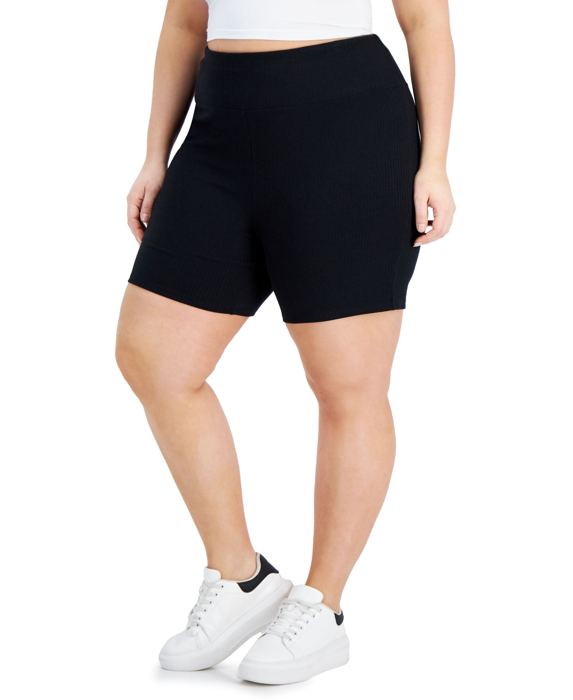 Bar III Trendy Plus Size Ribbed Bike Shorts