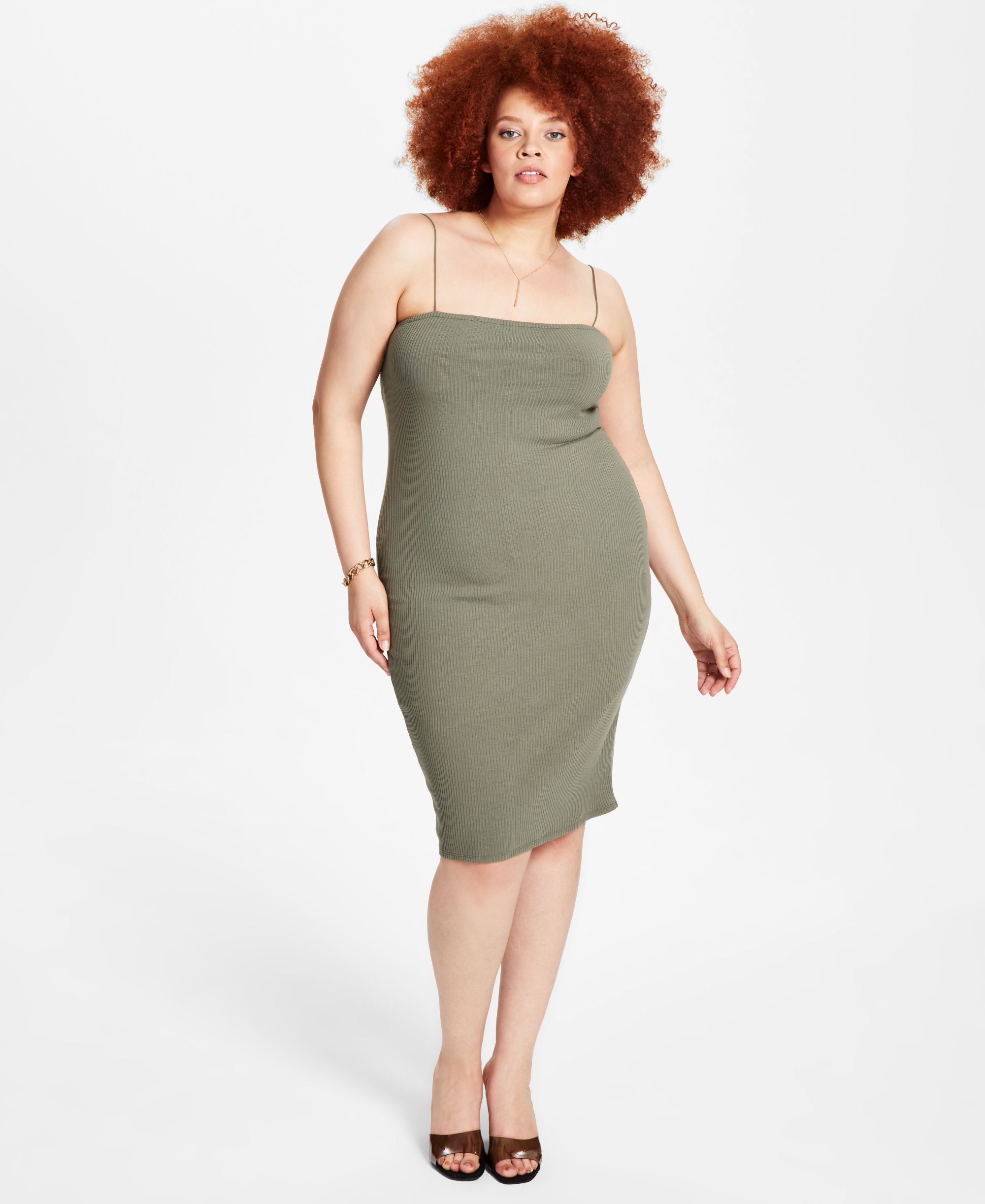Bar III Trendy Plus Size Ribbed Bodycon Dress