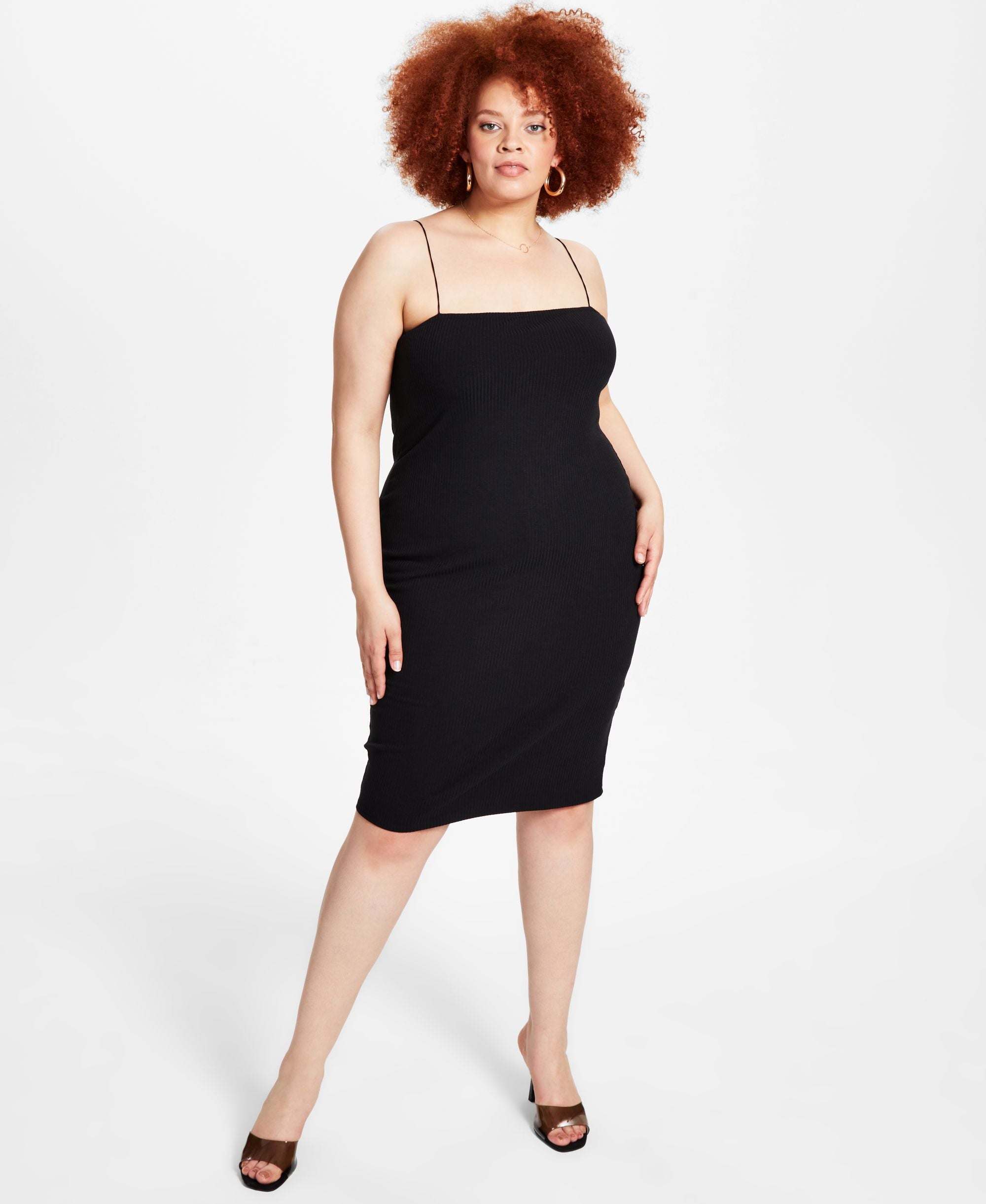 Bar III Trendy Plus Size Ribbed Bodycon Dress
