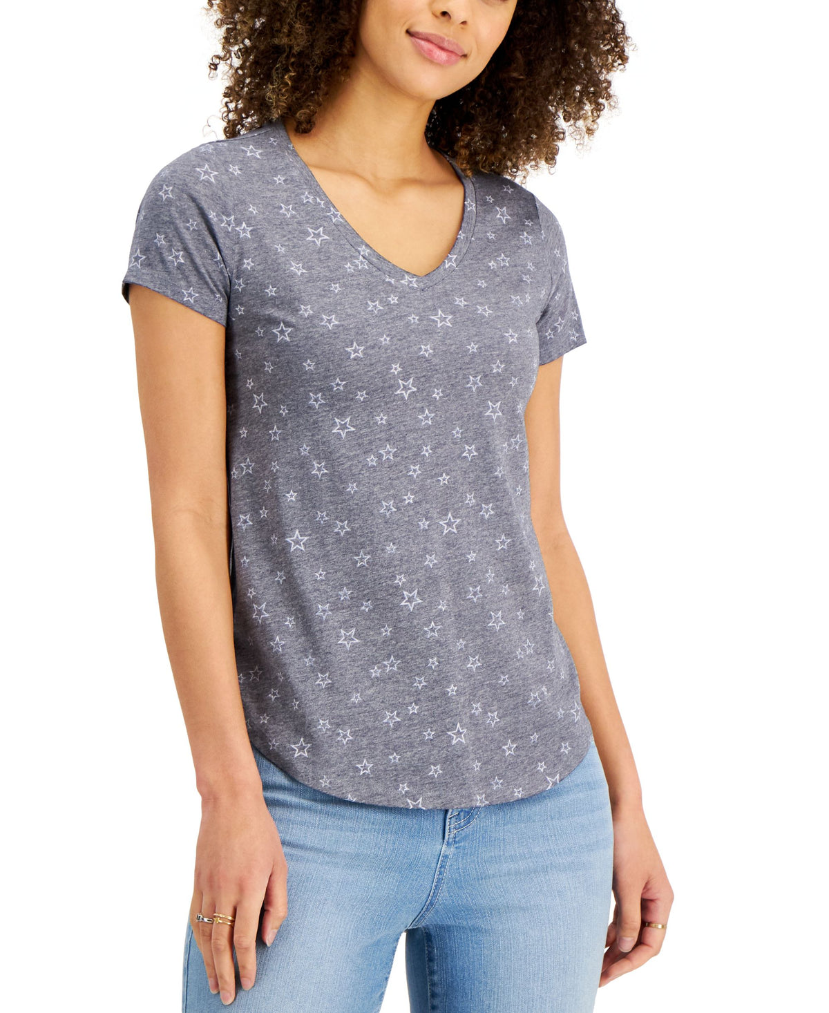 Style & Co Printed V Neck T-Shirt