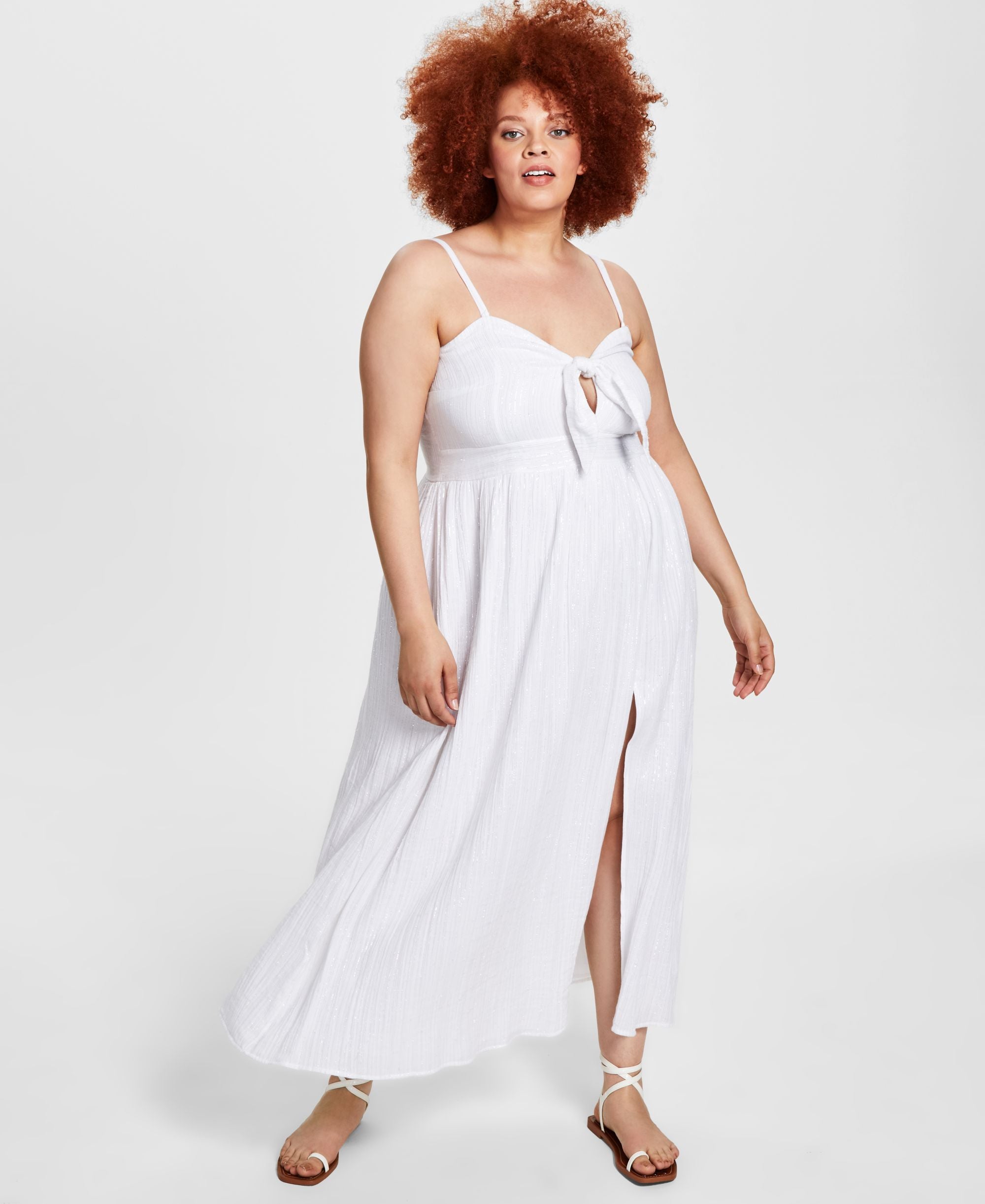 Bar III Trendy Plus Size Tie Front Maxi Dress