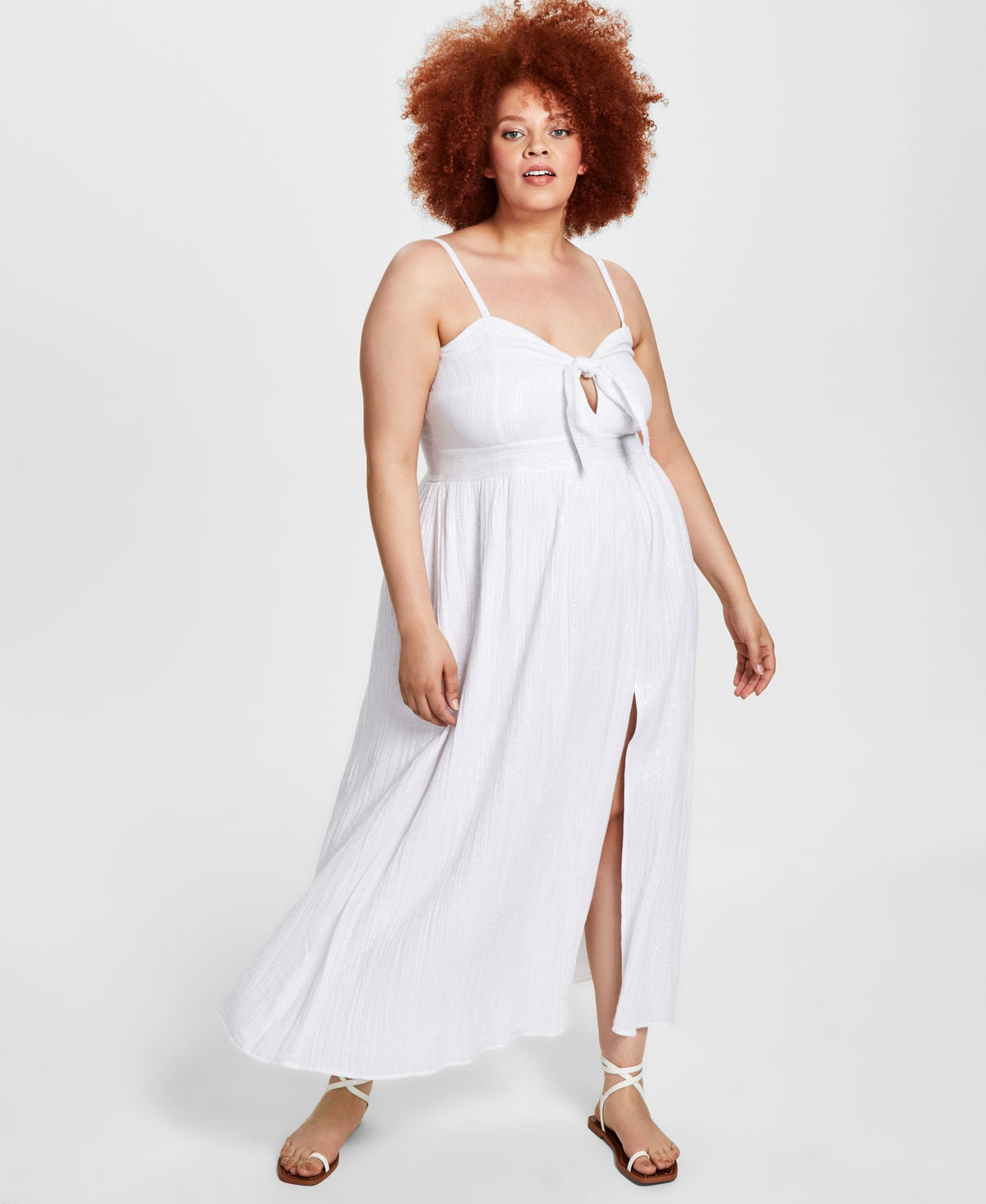 Bar III Trendy Plus Size Tie Front Maxi Dress