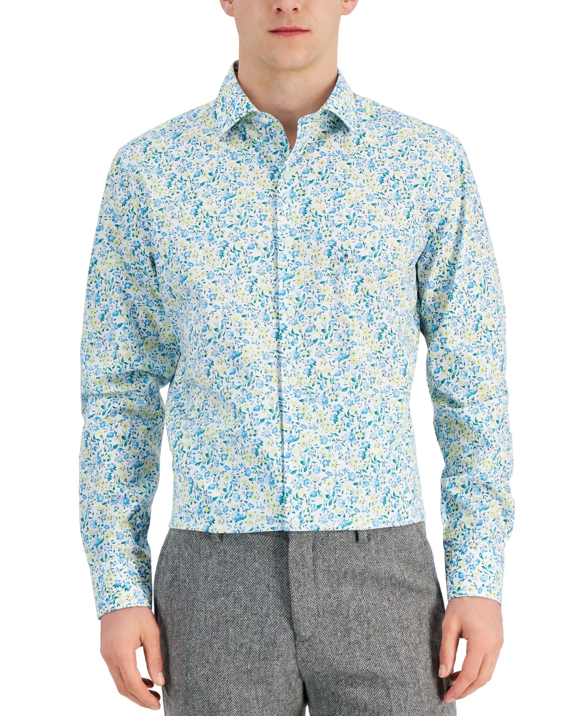 Bar III Mens Slim Fit Calma Floral Dress Shirt