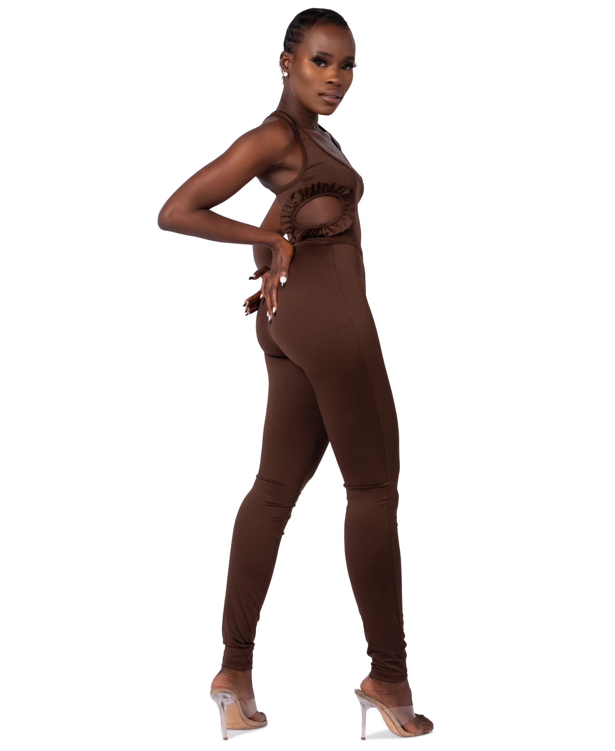 From Grayscale Ruffled Cutout Tank Top