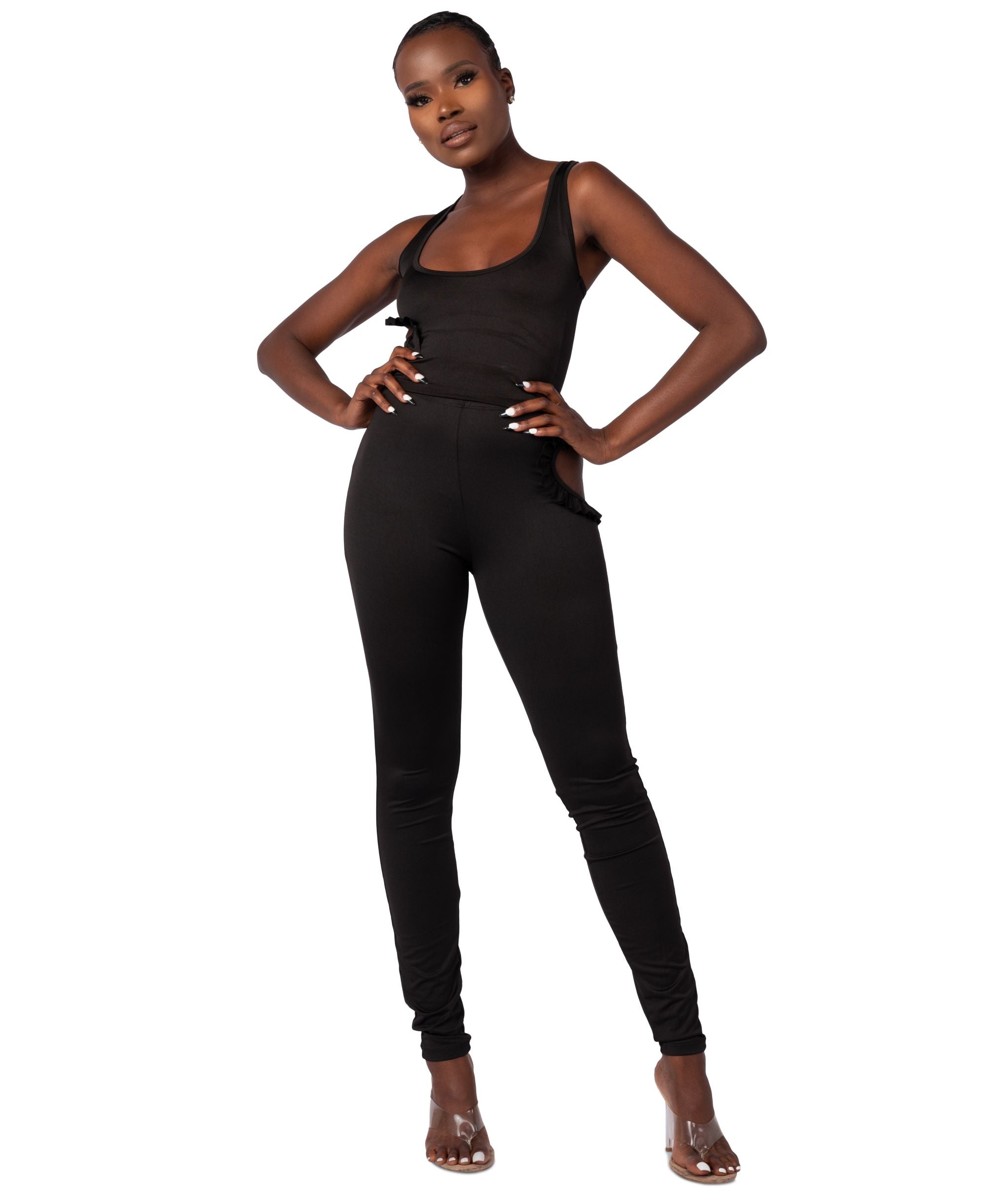 From Grayscale Ruffled Cutout Tank Top