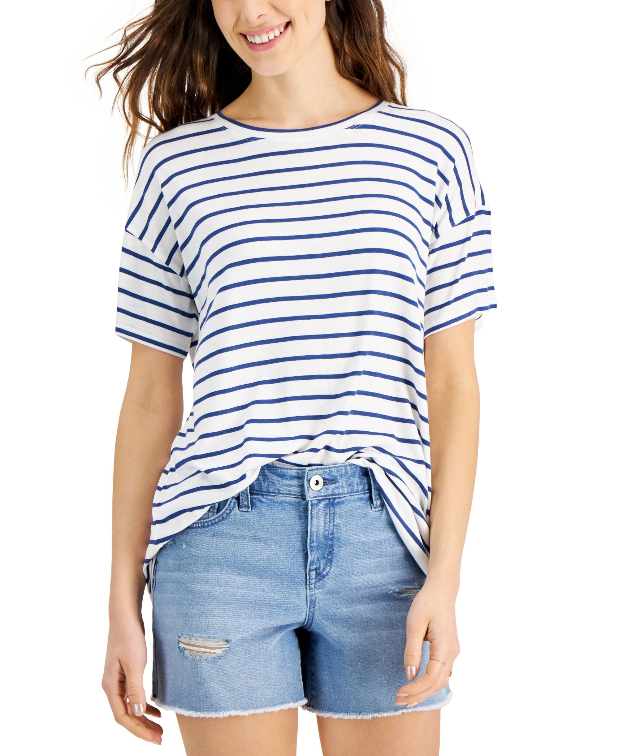 Style & Co Printed Dropped Shoulder Top