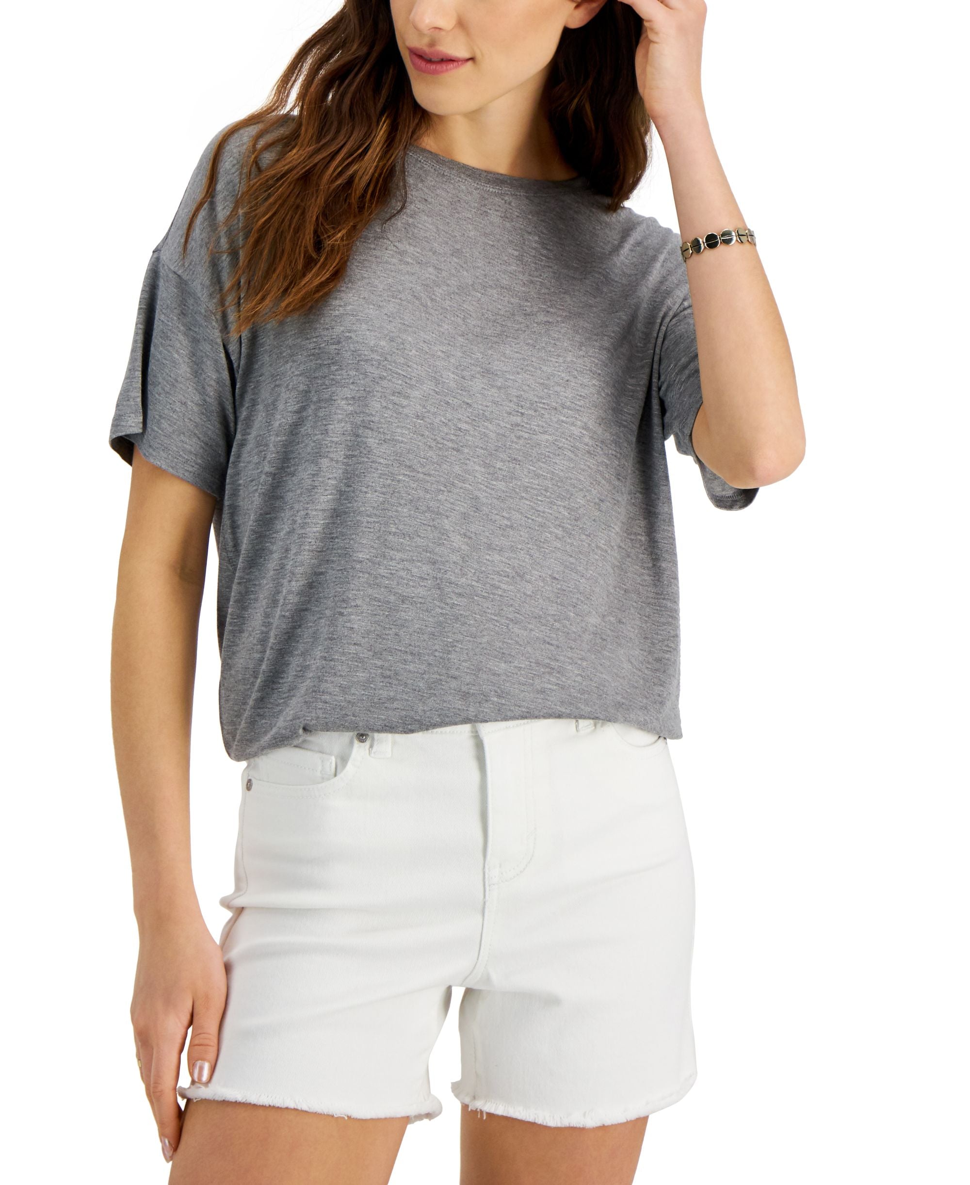 Style & Co Womens Drop Shoulder Drapey T-Shirt