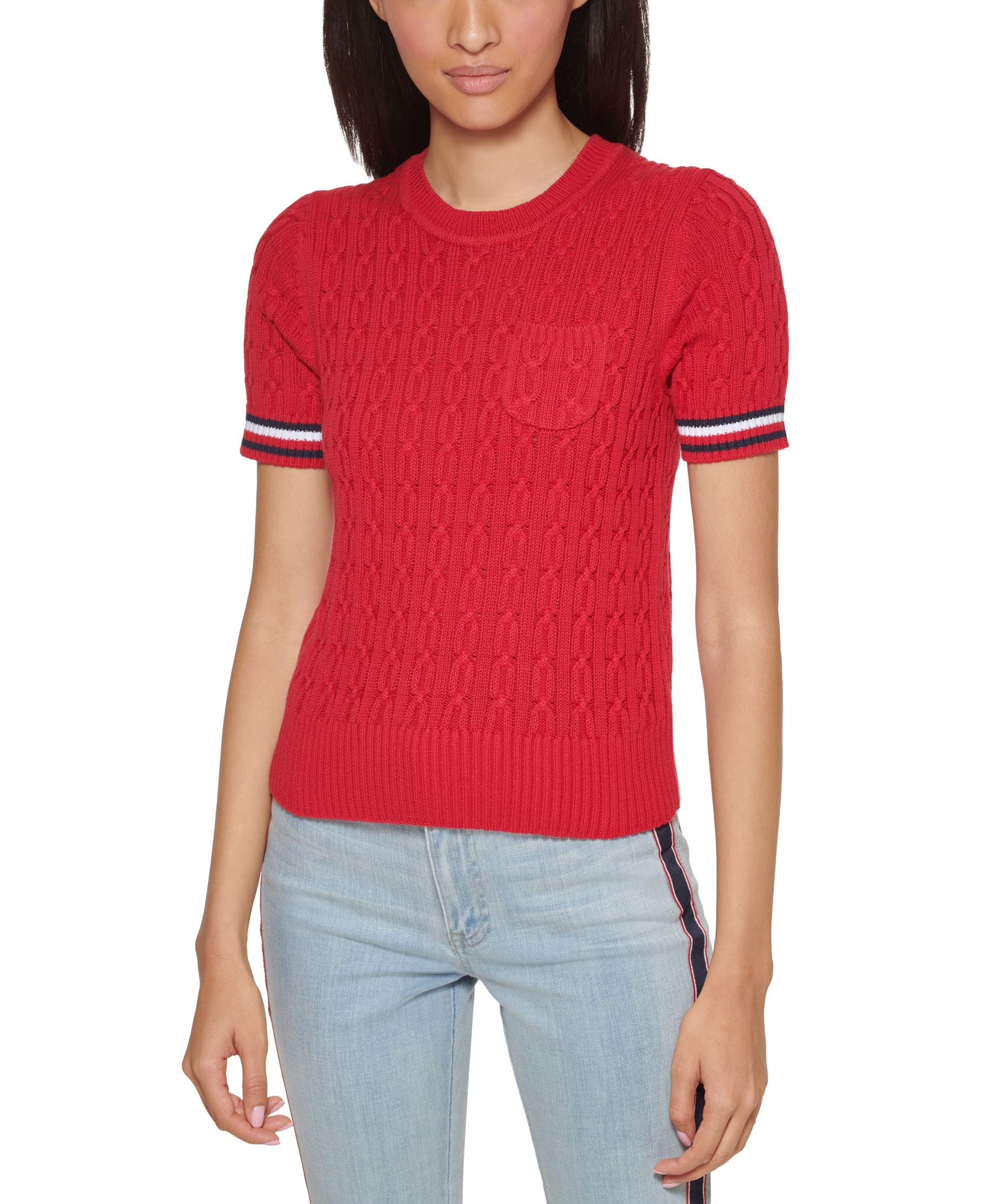Tommy Hilfiger Cotton Cable Knit Crew Neck Sweater
