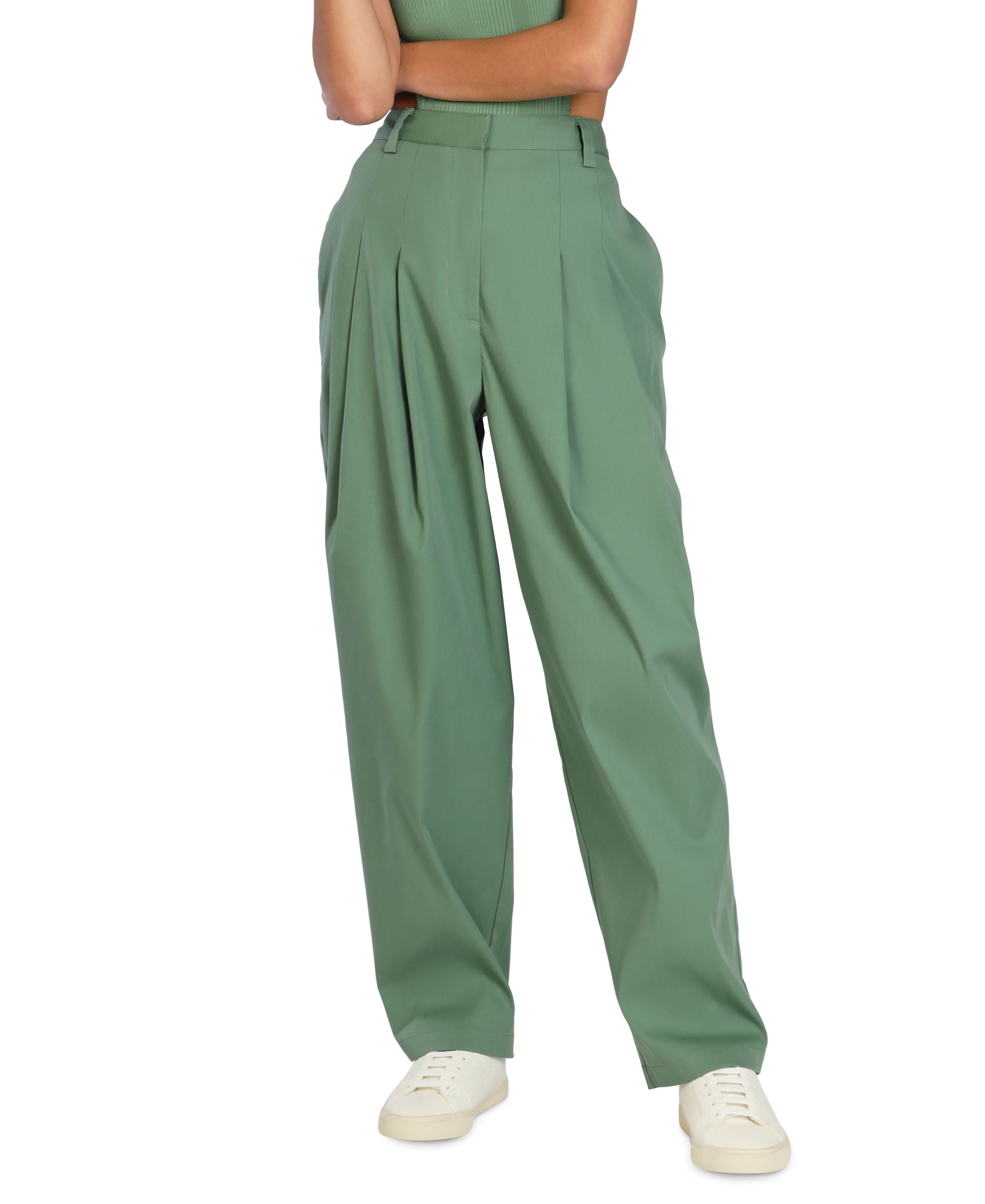 Bar III Nicole Williams English Pleated Wide Leg Relaxed Pants