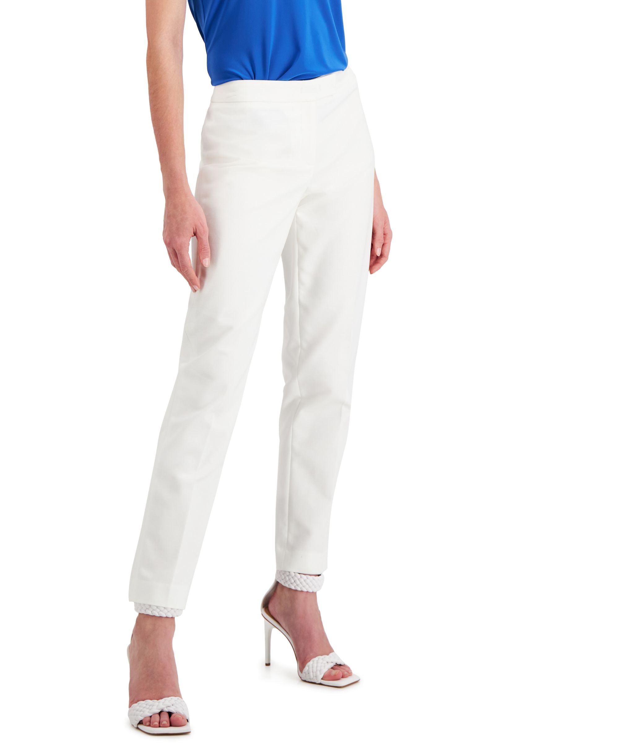 Anne Klein Petite Cotton Double Weave Extend Tab Bowie Pant