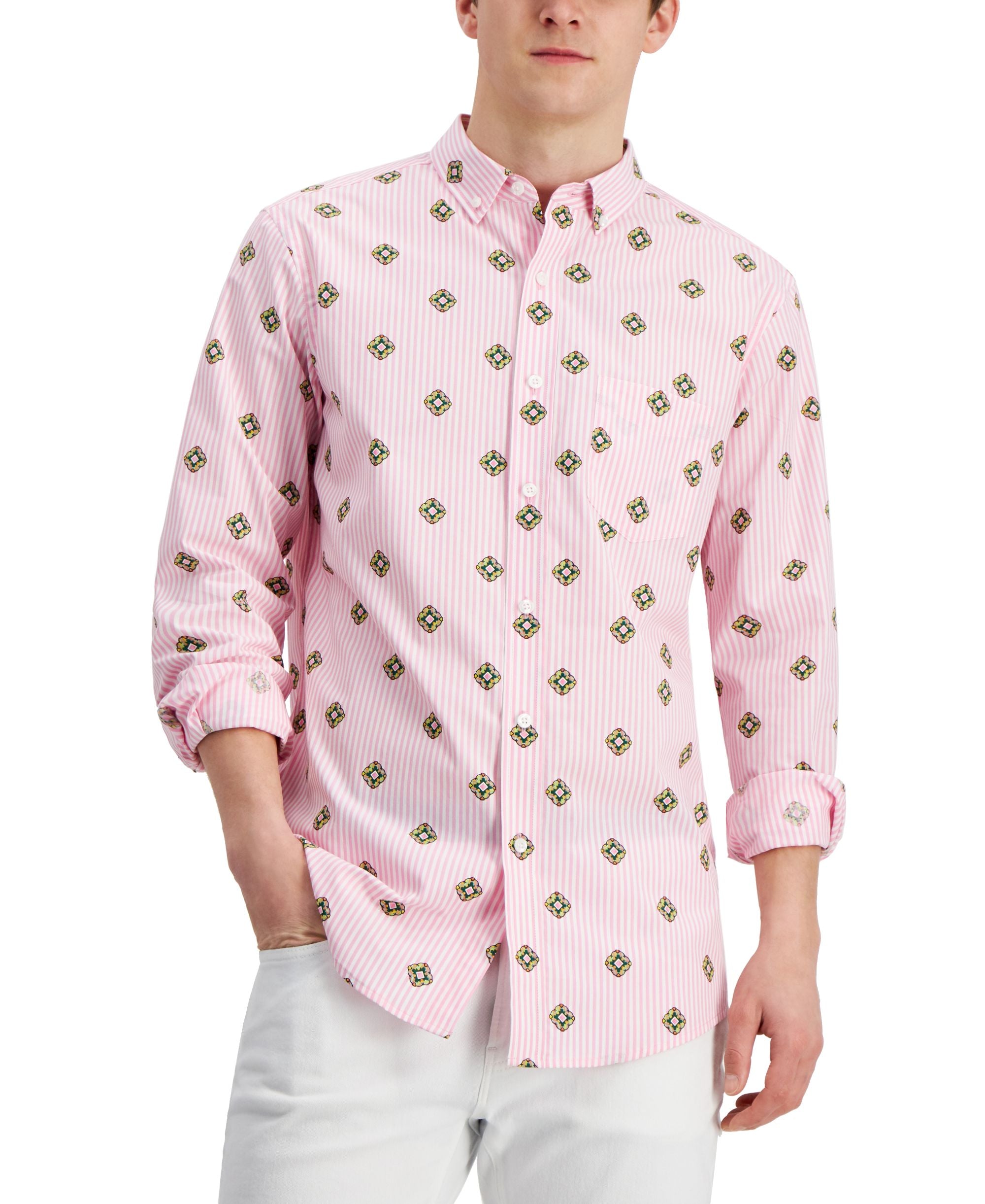 Club Room Mens Crest Print Shirt