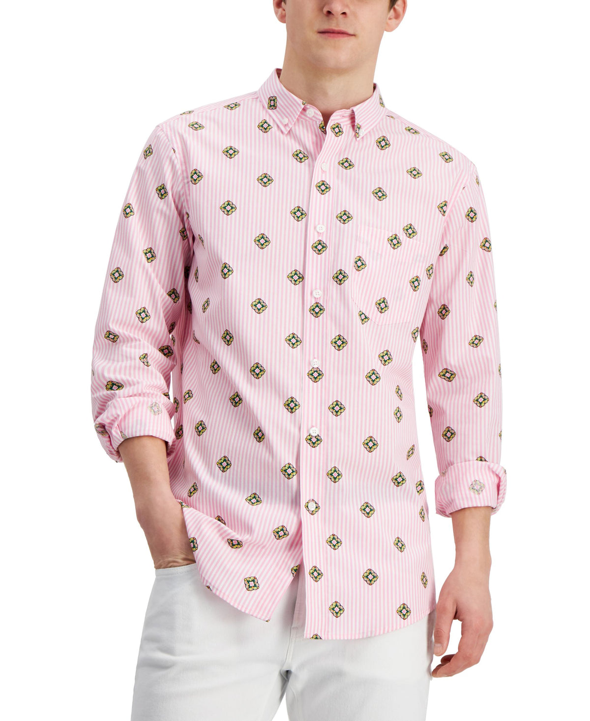 Club Room Mens Crest Print Shirt