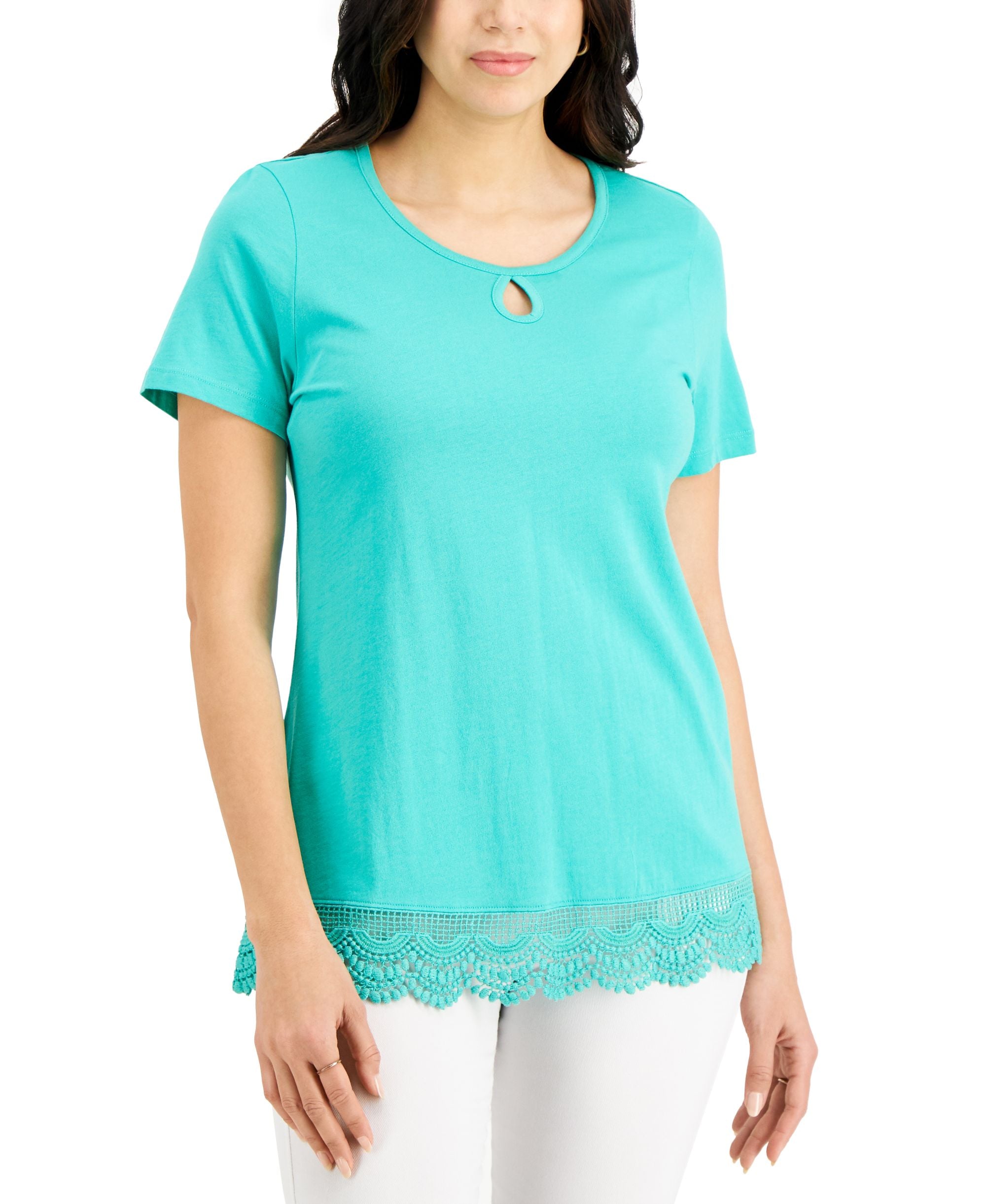 Karen Scott Crochet Hem Top