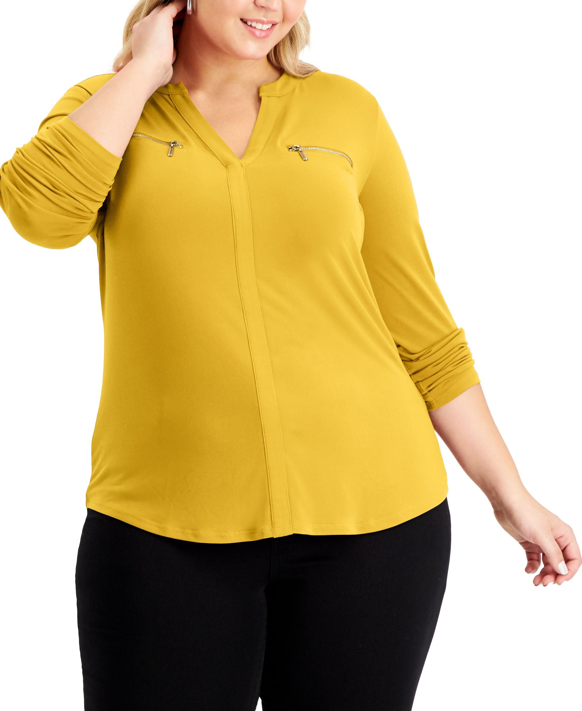 Plus Size Zip-Pocket Top