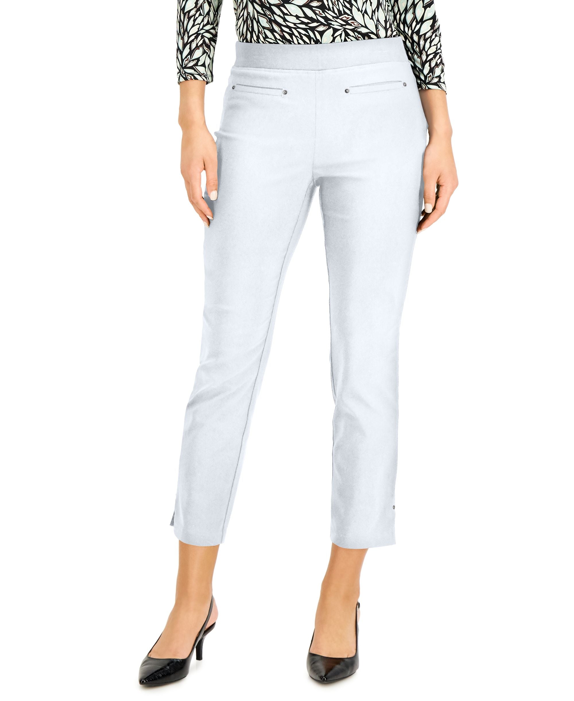 JM Collection Petite Tummy Control Pull On Ankle Pants