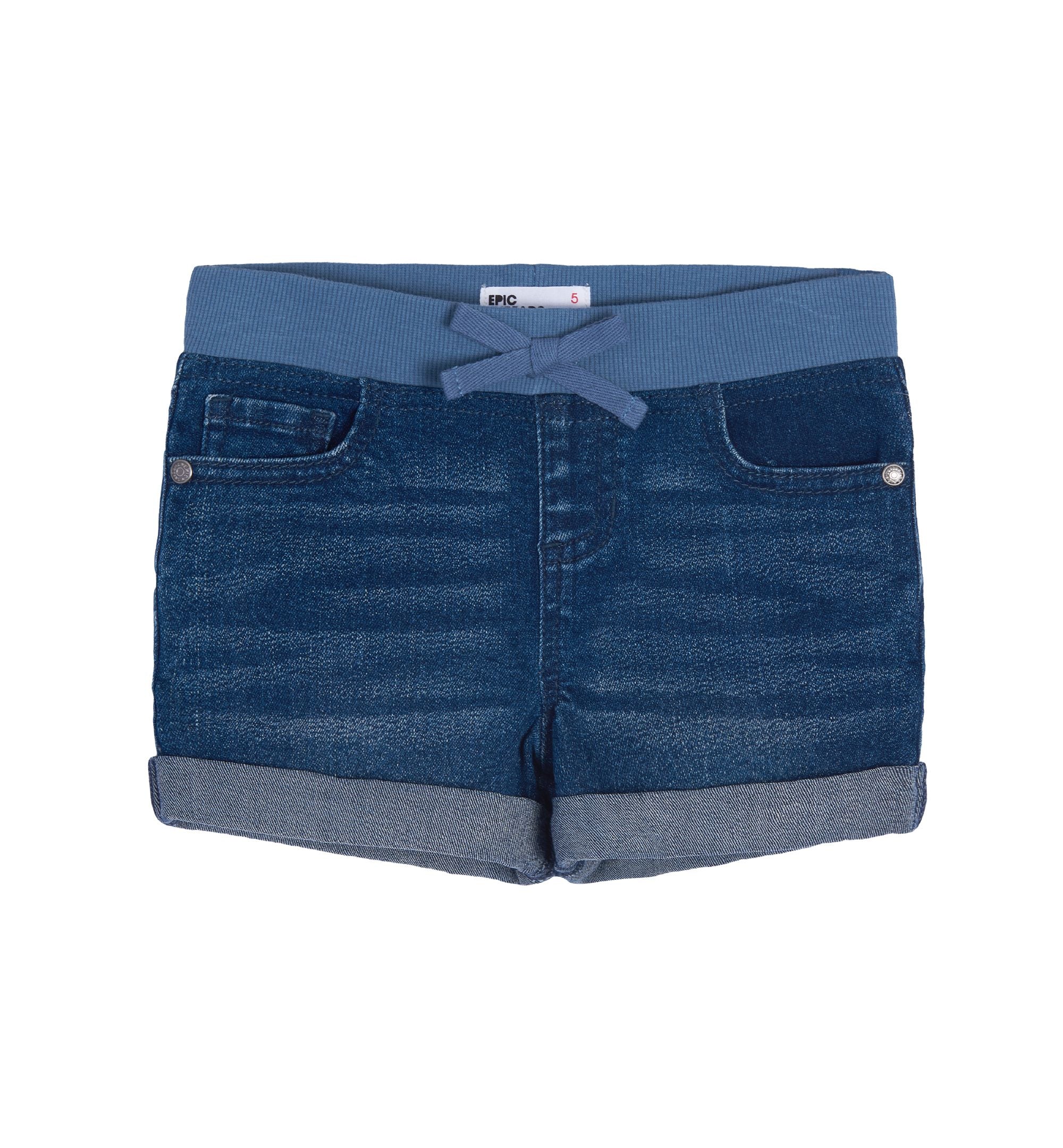 Little Girls Drawstring Denim Shorts