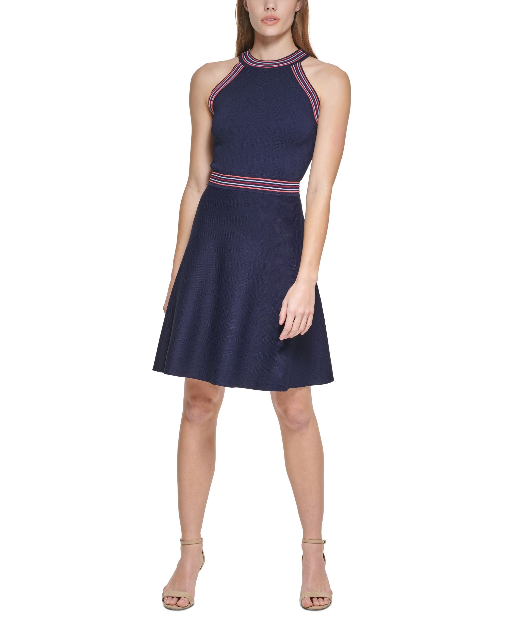 Vince Camuto Contrast Trim Fit Flare Dress