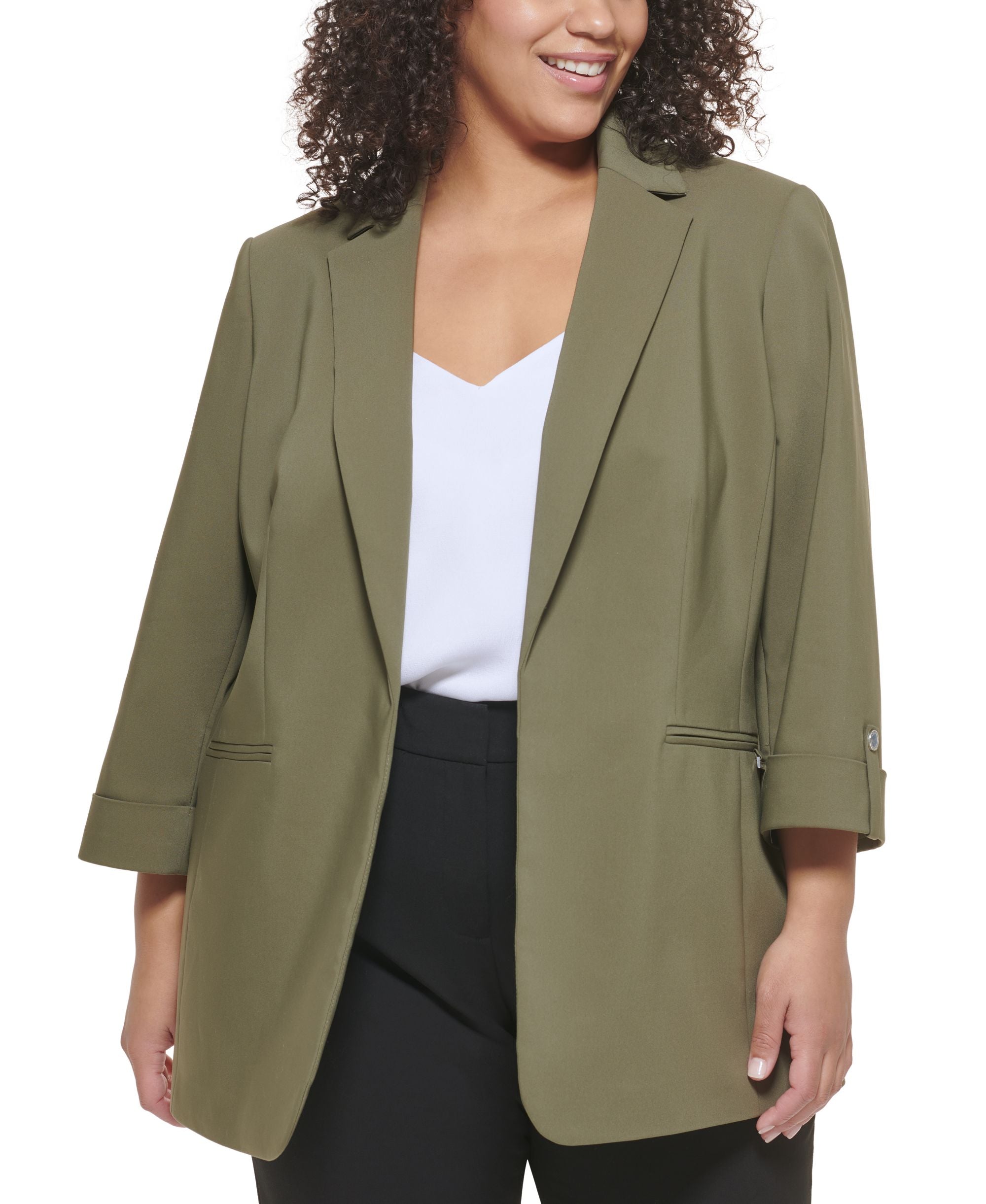 Calvin Klein Plus Size Cuffed Sleeve Blazer