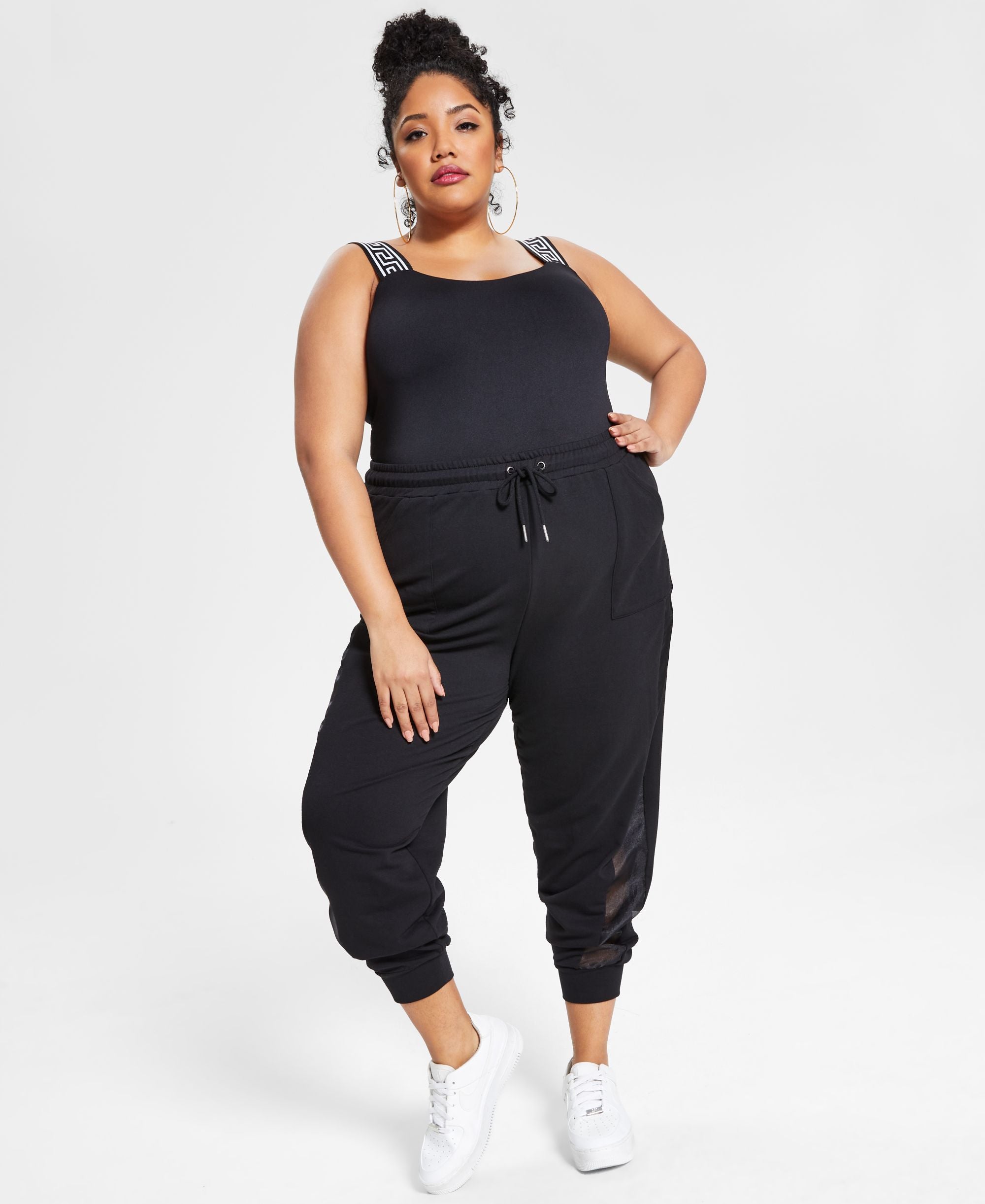 Nina Parker Trendy Plus Size Printed Strap Bodysuit