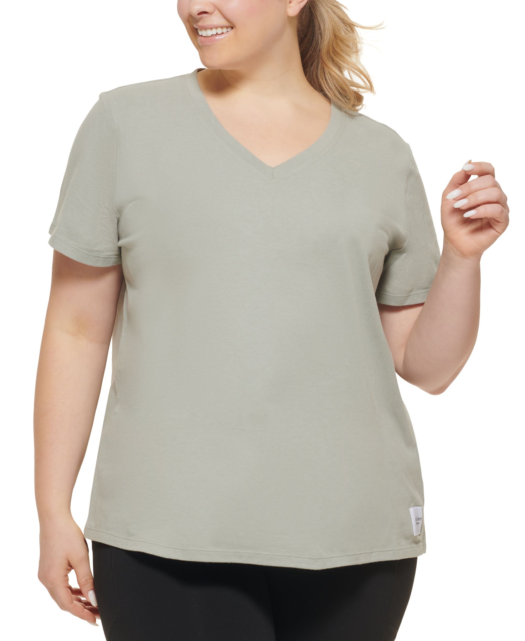 Calvin Klein Performance Womens Plus V-Neck Fitness Pullover Top