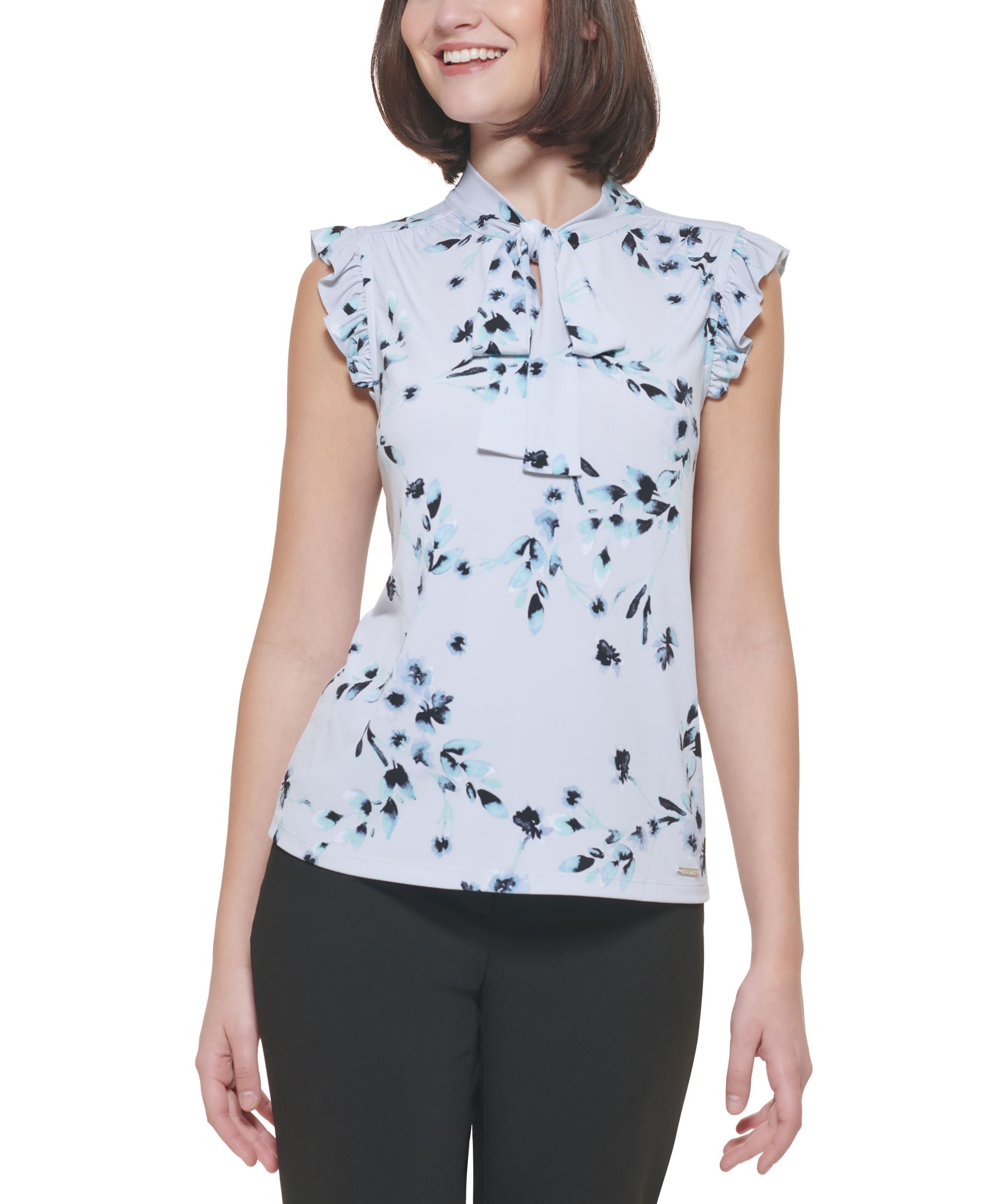 Calvin Klein Petite Ruffled Cap Sleeve Top