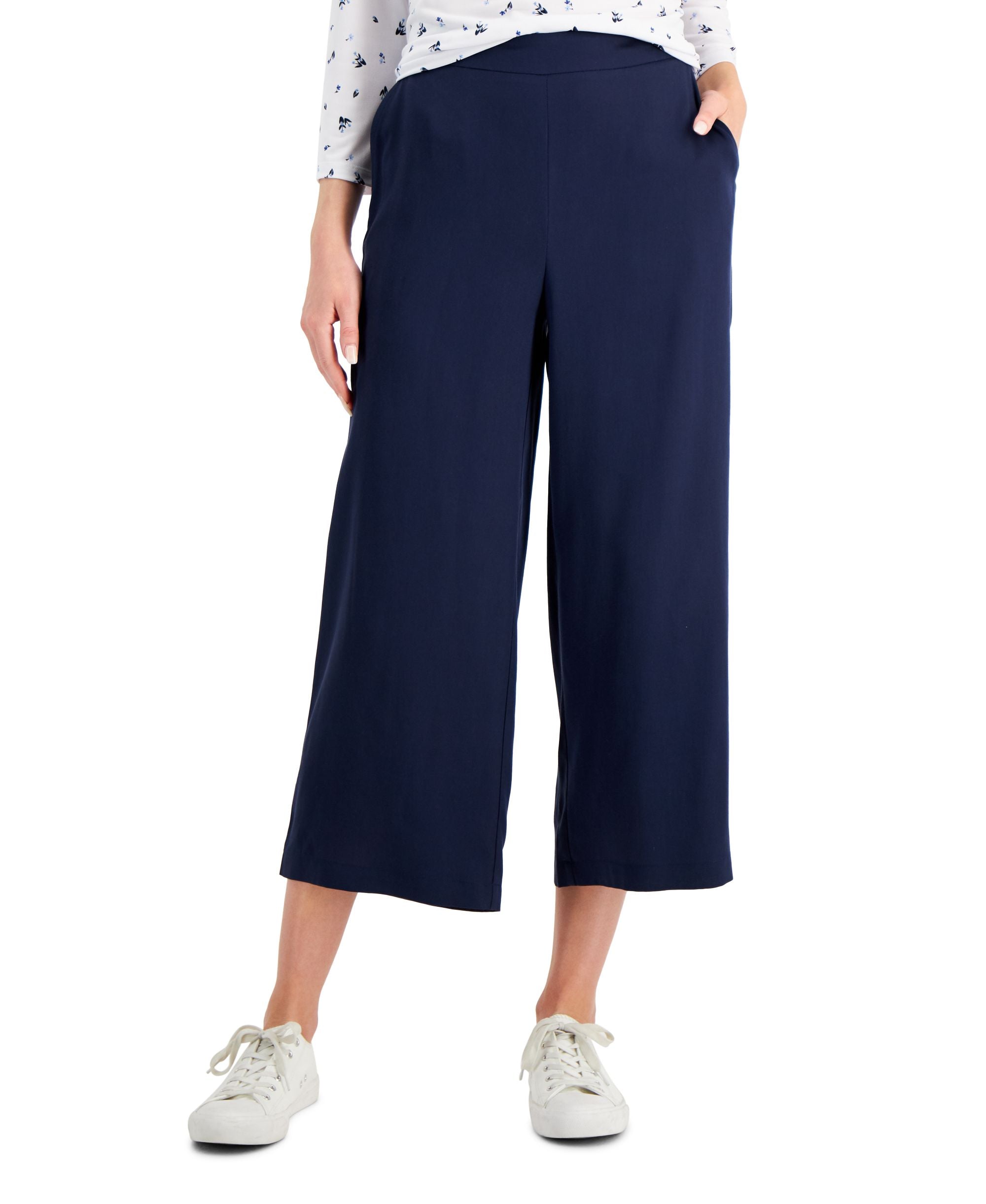 Charter Club Womens Cropped Wide-Leg Pants
