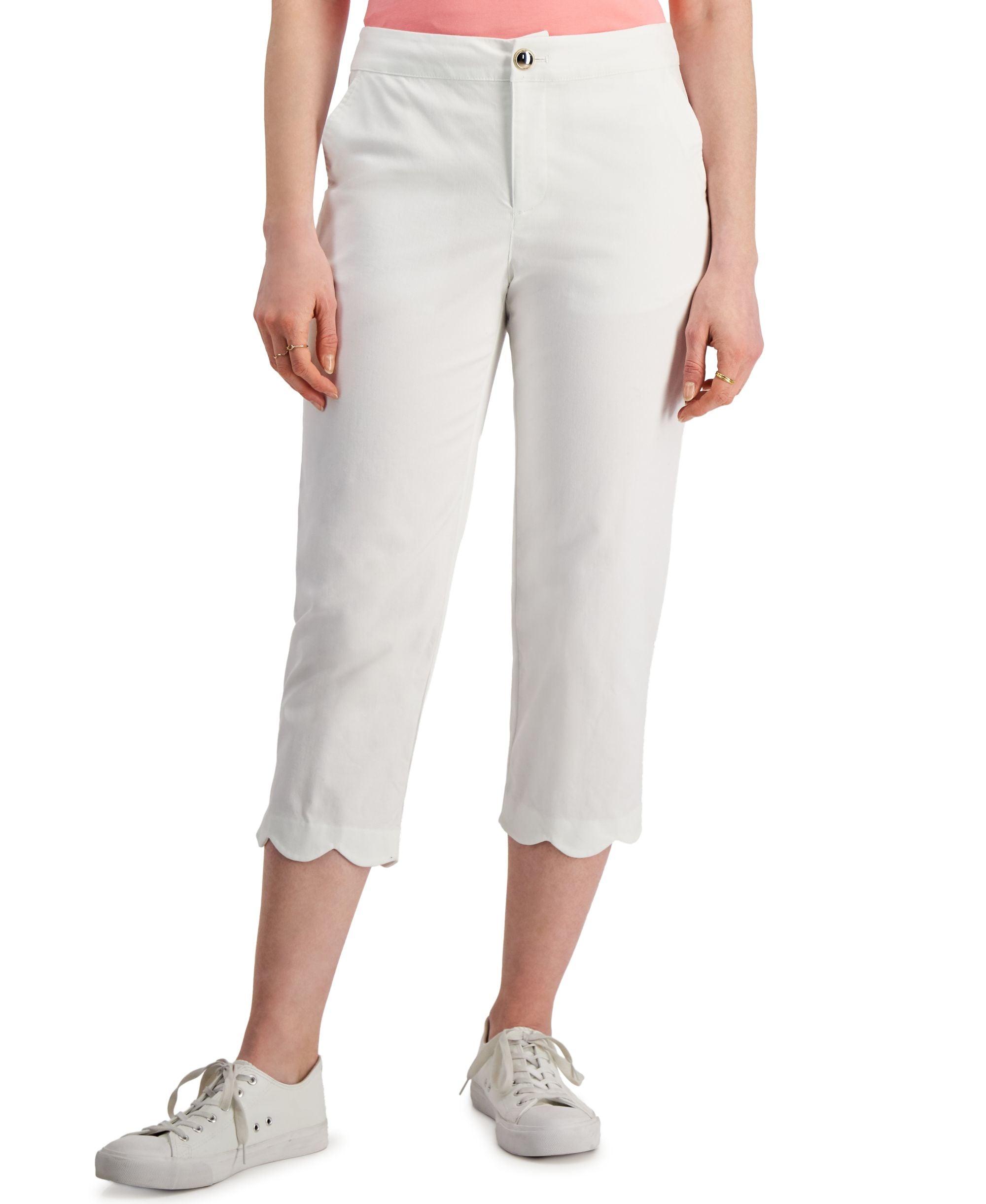 Charter Club Petite Cropped Scallop Hem Chinos