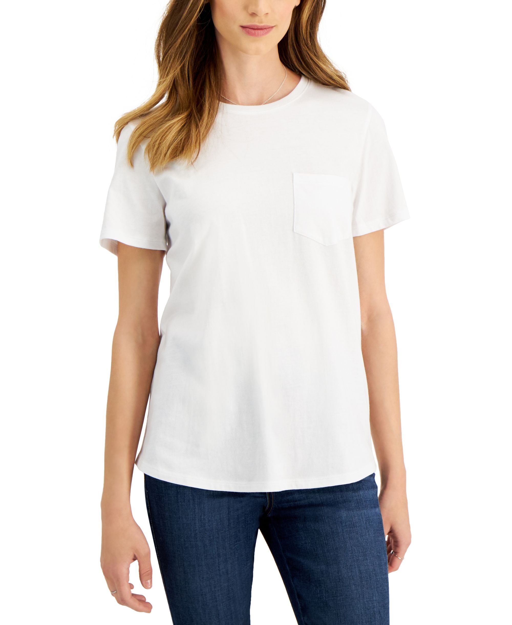 Style & Co Womens Cotton Pocket T-Shirt