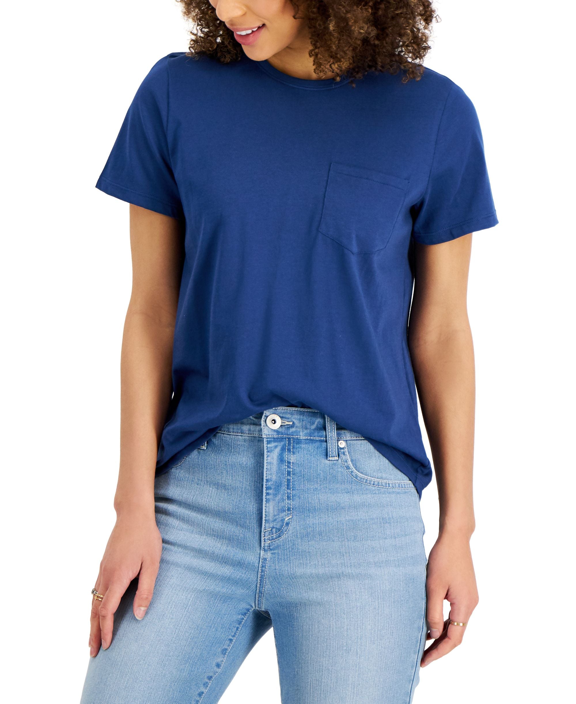 Style & Co Womens Cotton Pocket T-Shirt