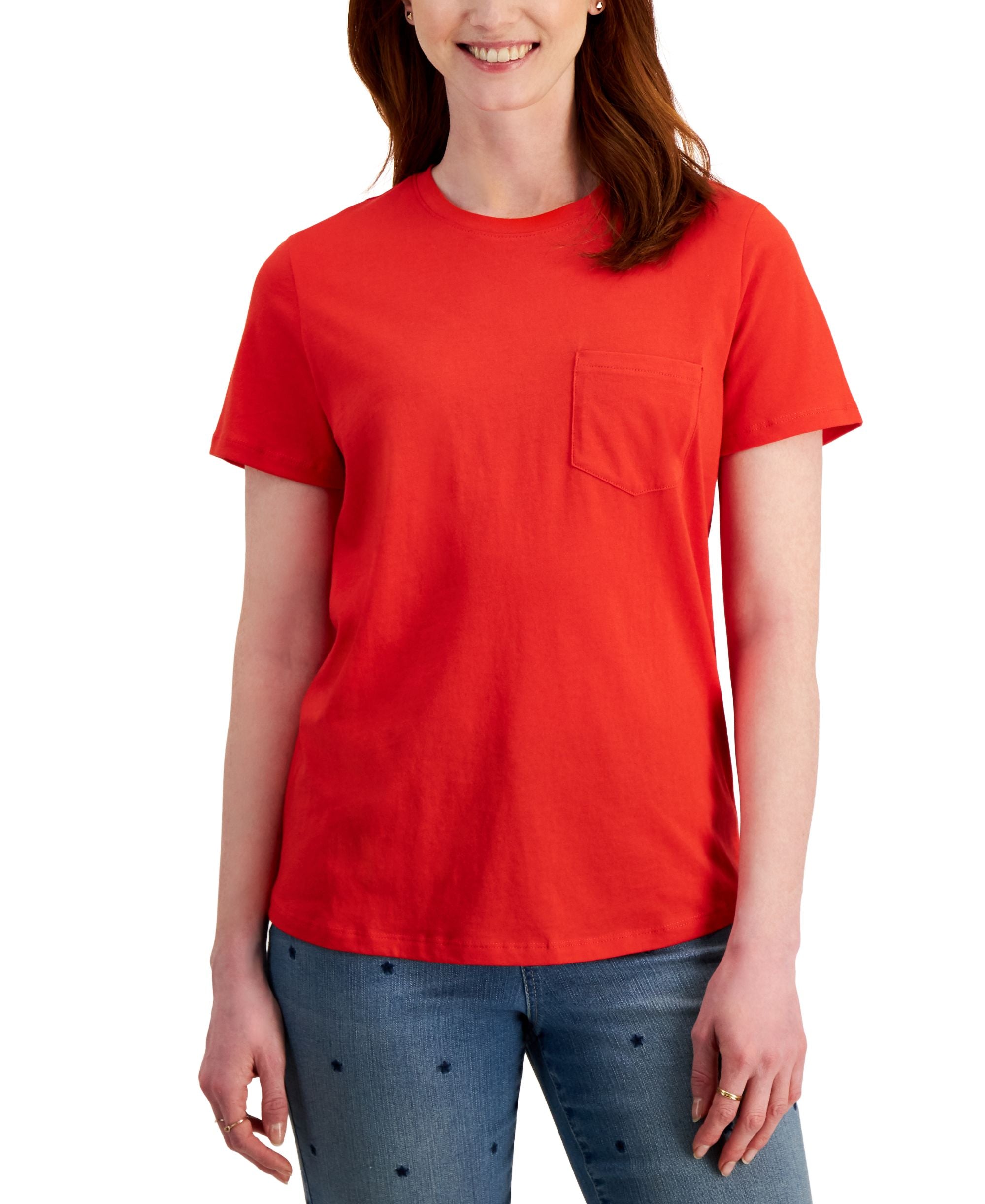Style & Co Womens Cotton Pocket T-Shirt