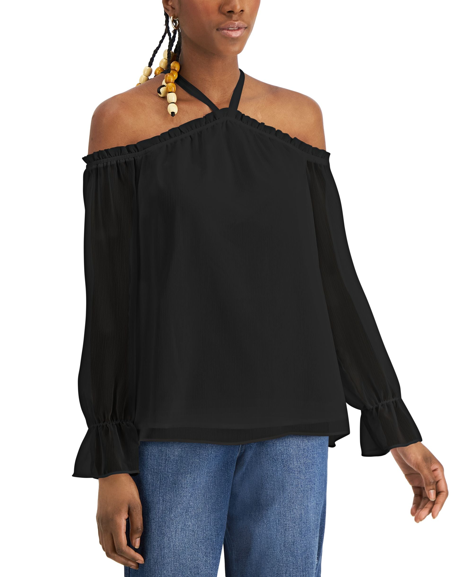 INC International Concepts Womens Cold Shoulder Blouse