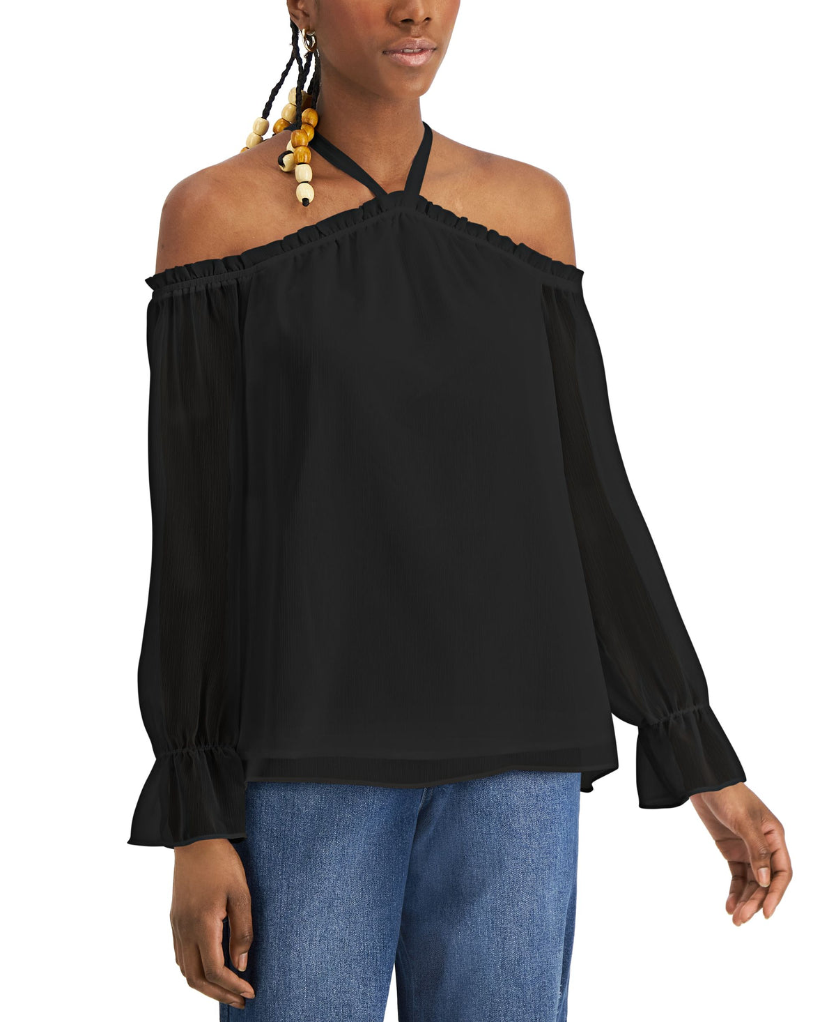 INC International Concepts Womens Cold Shoulder Blouse