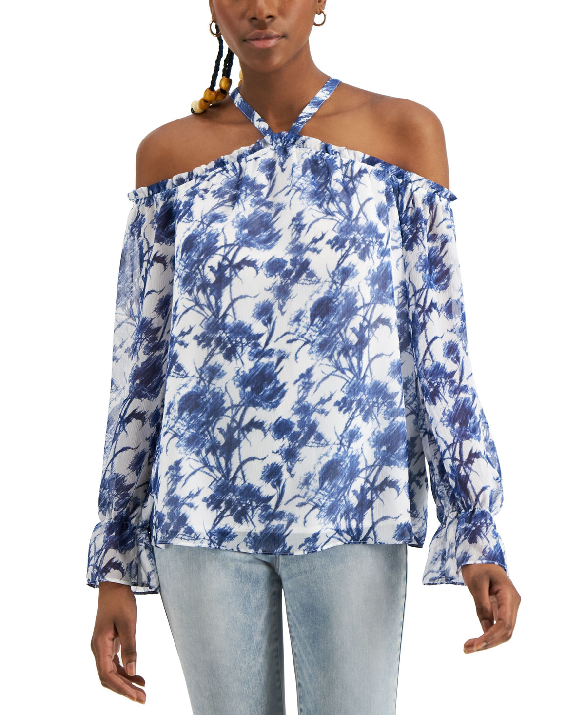 INC International Concepts Womens Cold Shoulder Blouse