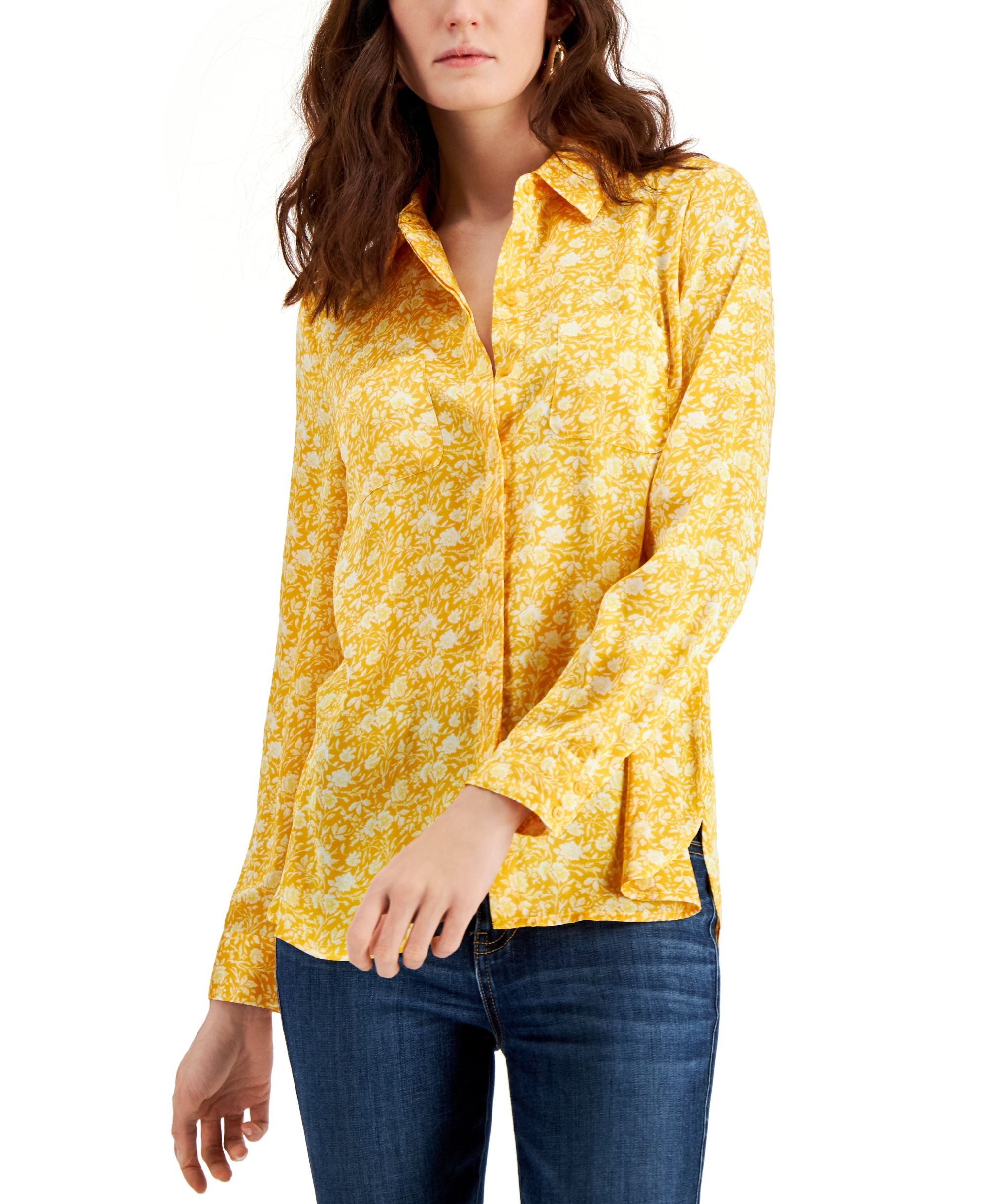 INC International Concepts Womens Button Front Top