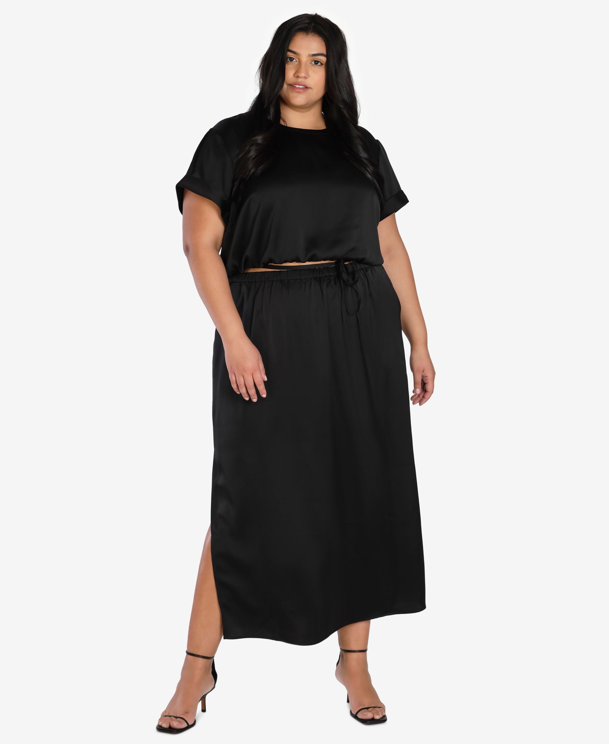 Nicole Williams English Plus Size Satin Skirt