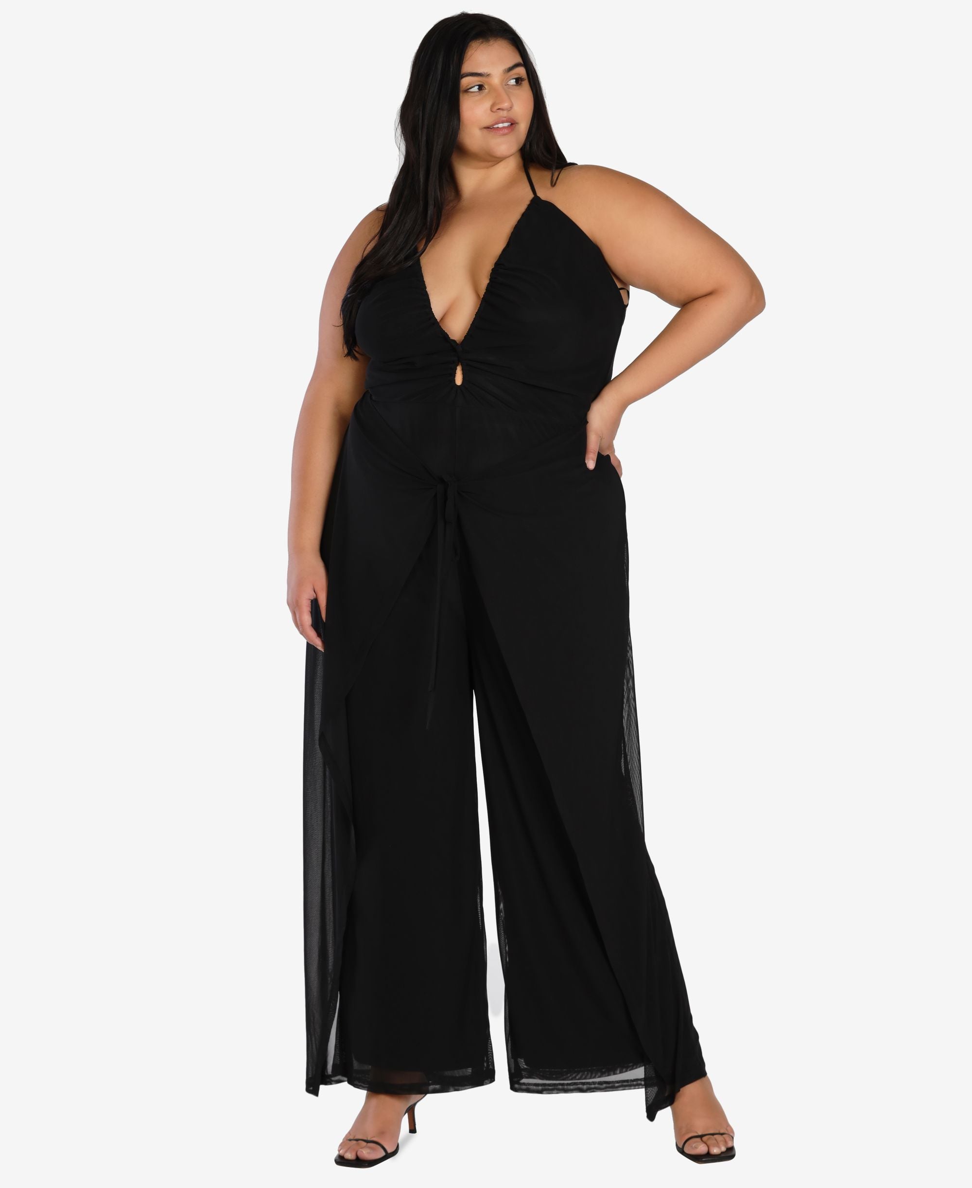 Nicole Williams English Trendy Plus Size Halter Jumpsuit