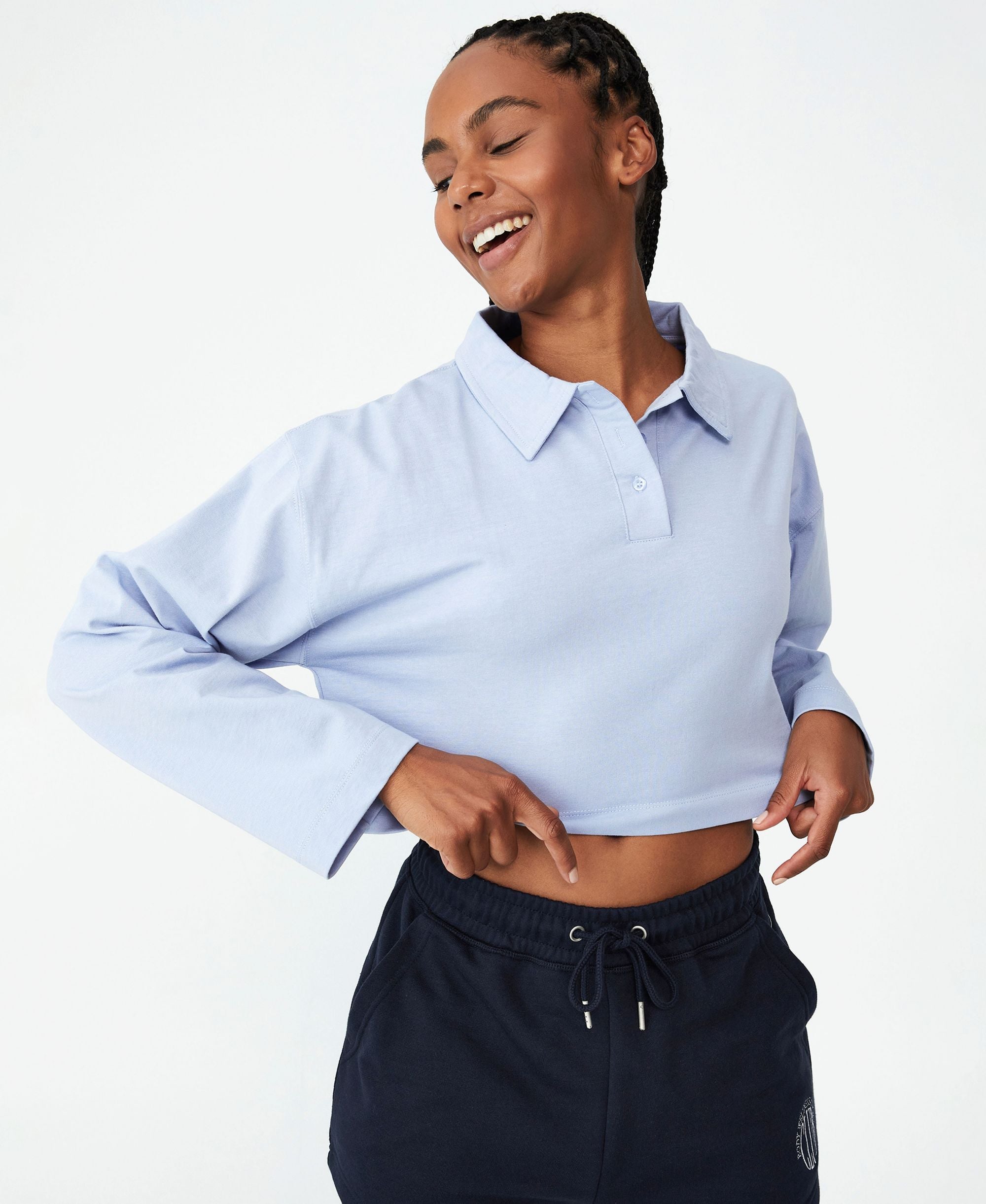 Cotton On Body Womens Polo Long Sleeve Top