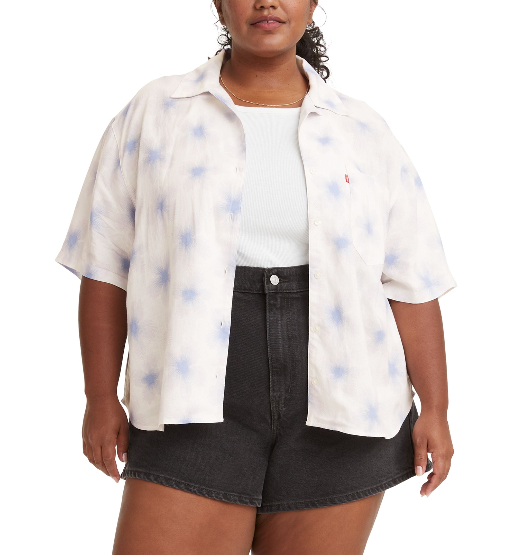 Levis Trendy Plus Size Dita Printed Button Front Blouse