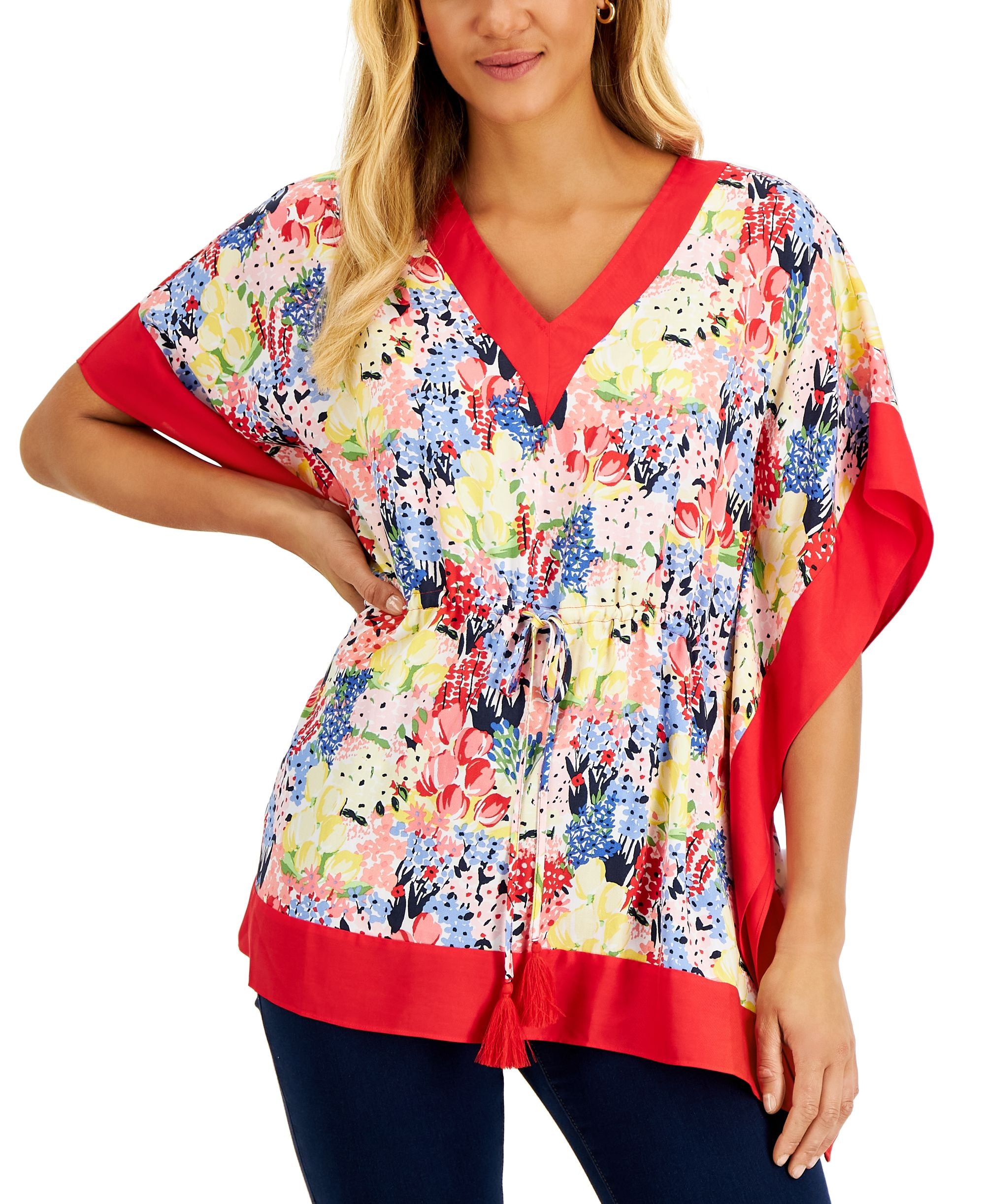 Charter Club Petite Printed 3/4 Sleeve Top