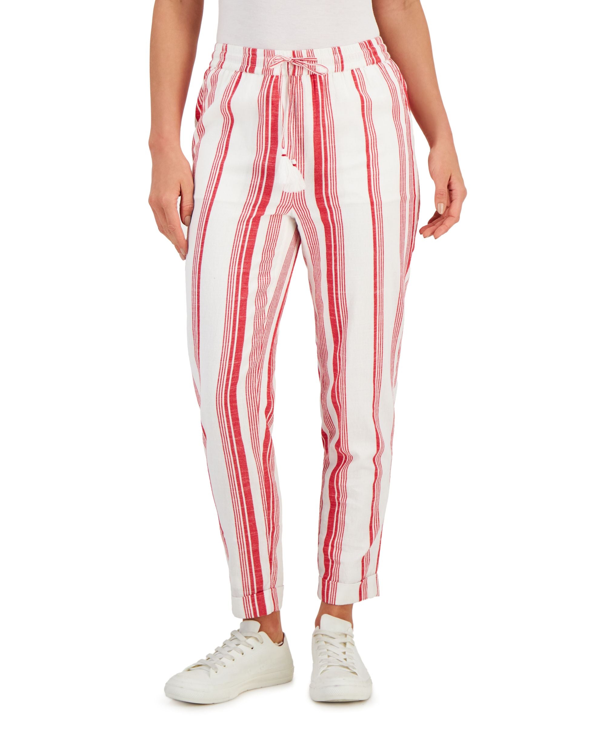 Charter Club Petite Cotton Striped Tapered Soft Pants