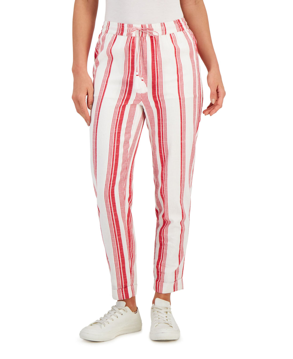 Charter Club Petite Cotton Striped Tapered Soft Pants