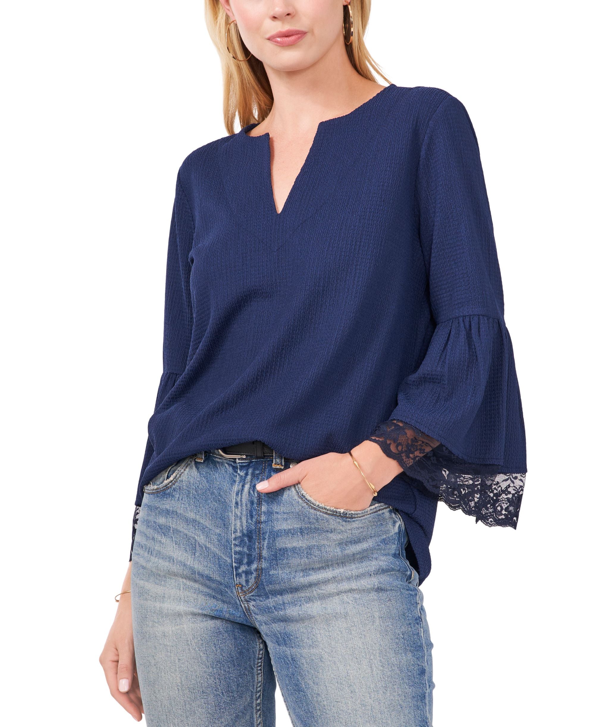 Vince Camuto Ruffled Lace Sleeve Top