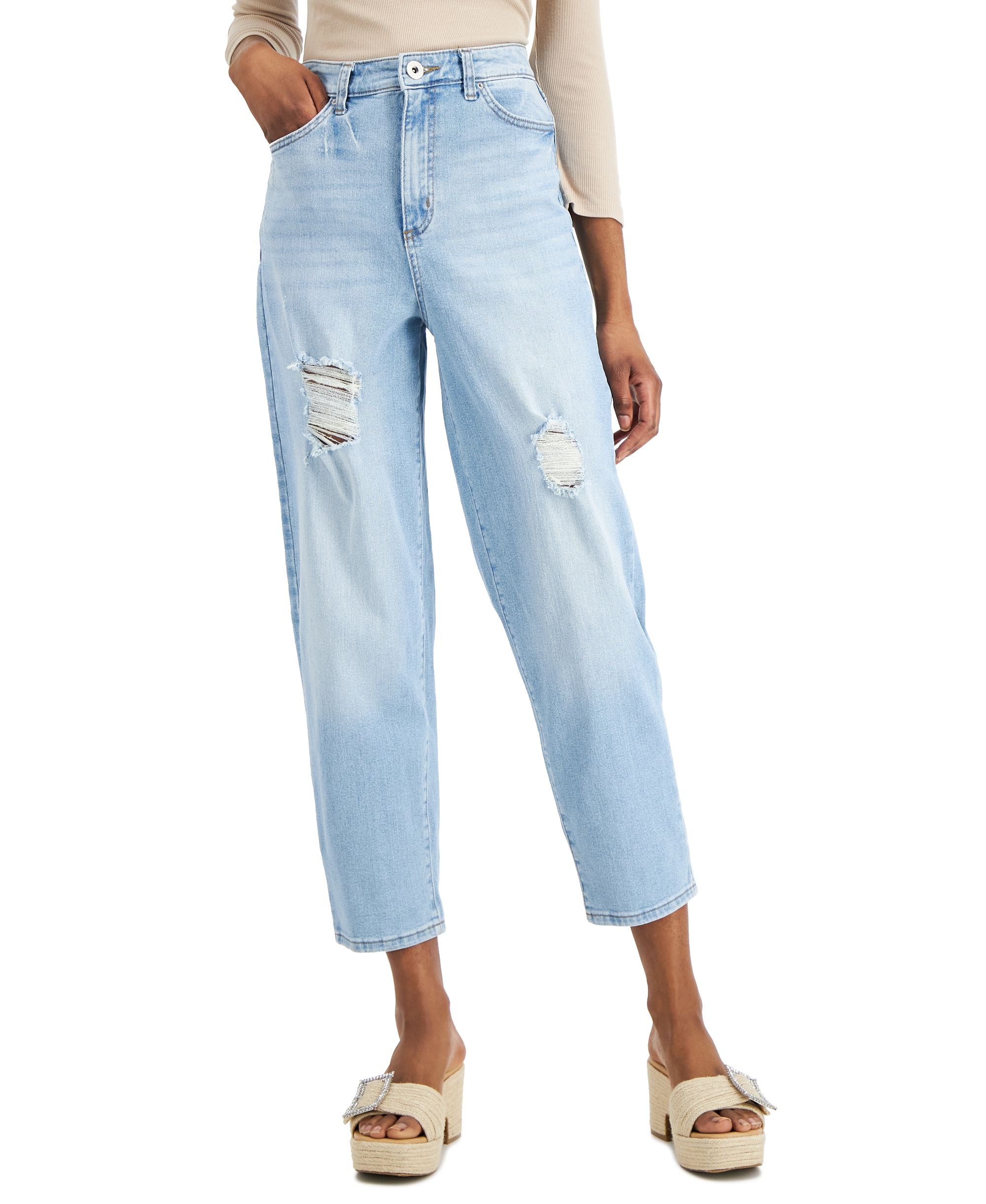 INC International Concepts High Rise Ripped Mom Jeans