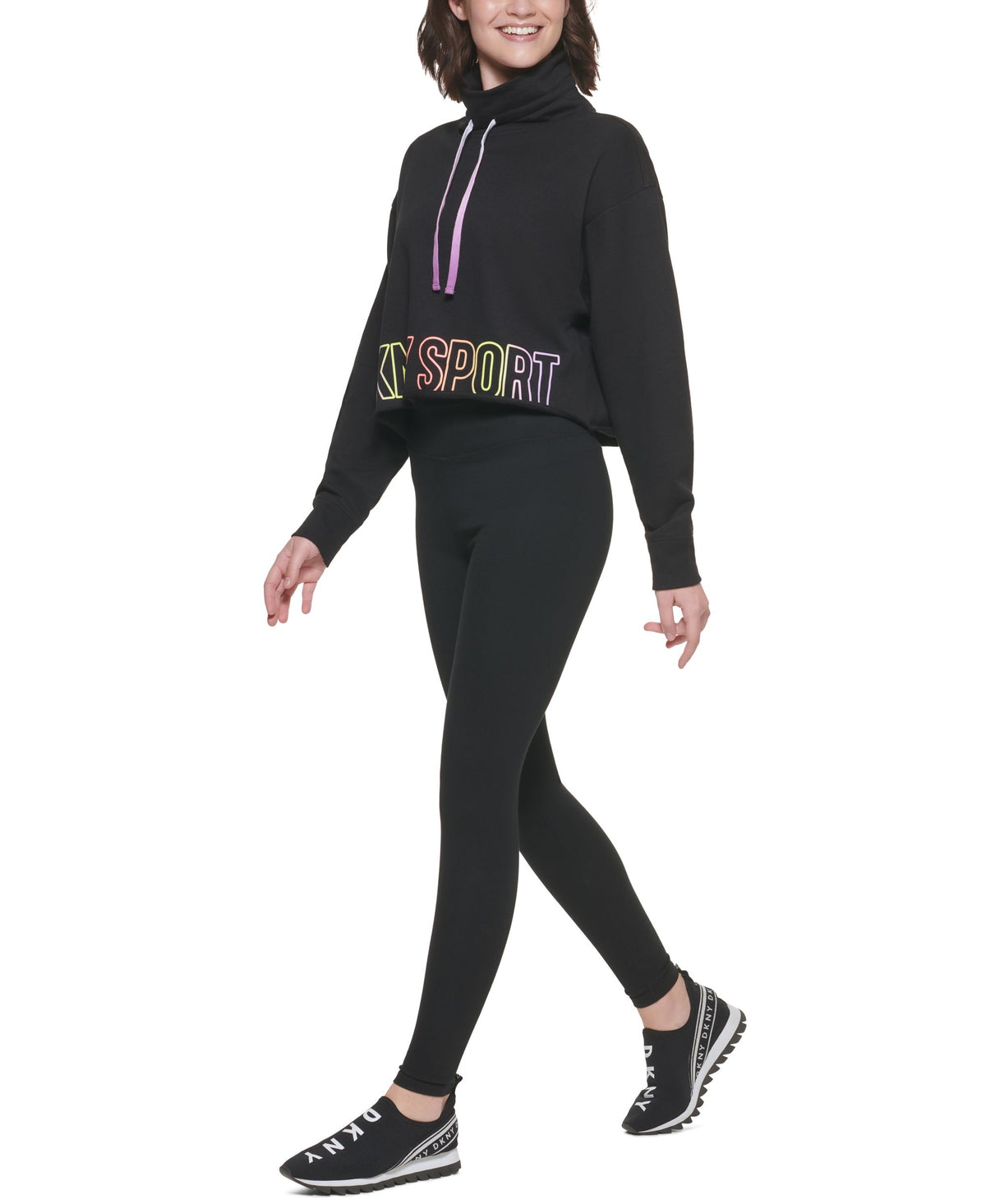 DKNY Sport Ombre Logo Funnel Neck Pullover