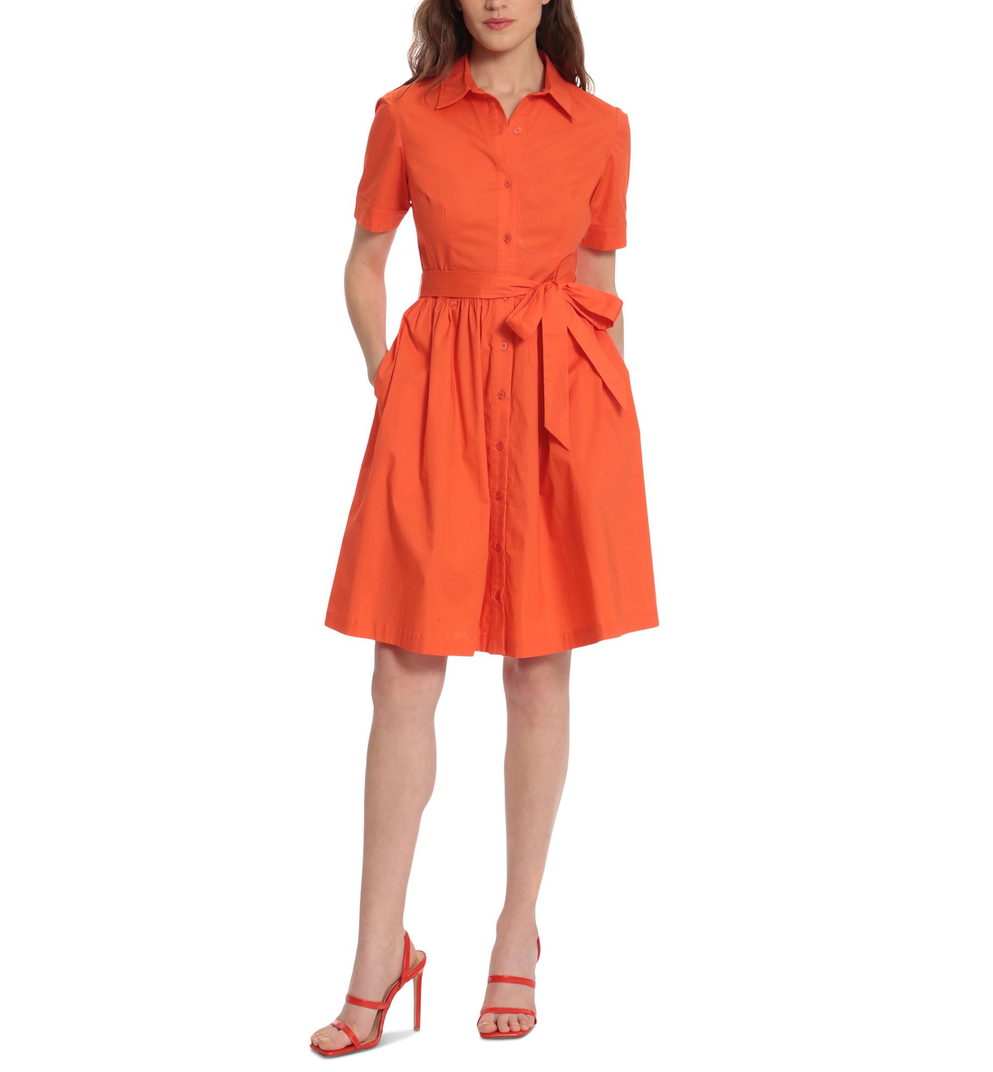 Donna Morgan Cotton Fit Flare Shirt Dress